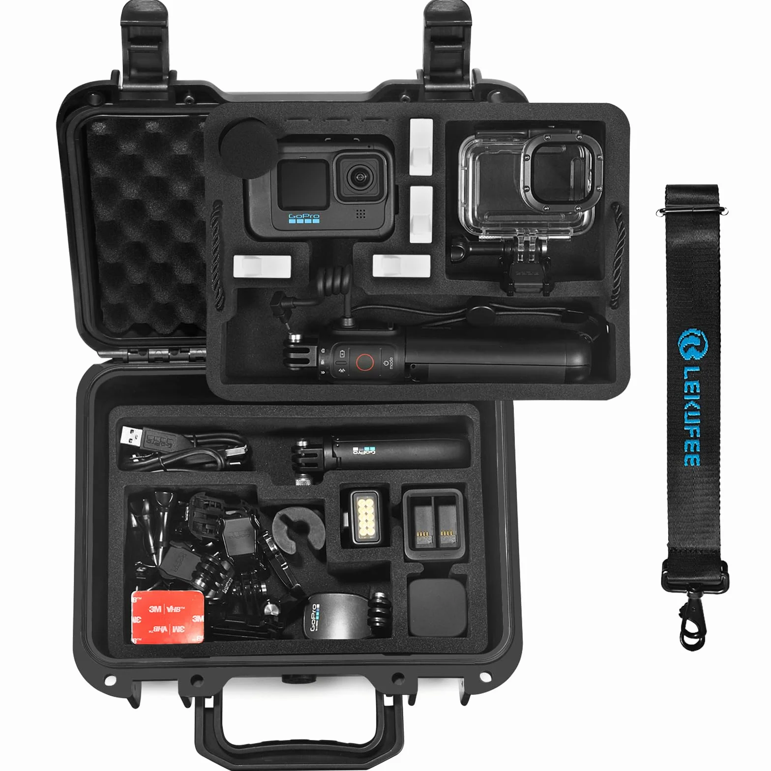 Lekufee Wodoodporna walizka do kamery GoPro Hero 13/12/11/10/9/8, LIT Hero,Hero 4K,Media Mod/Volta/Creator Edition/Action Camera oraz innych akcesoriów (Tylko etui)