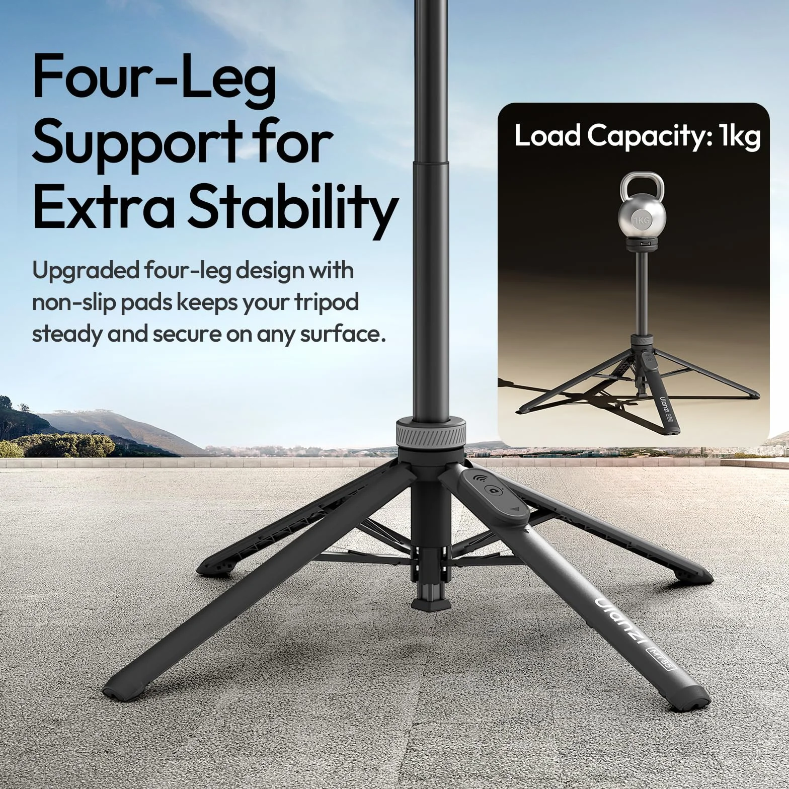 ULANZI MT85 59" Statyw magnetyczny, rozkładany, czteronożny, kijek do selfie Bluetooth 150 cm, automatycznie otwierany/zamykany, magnes 25N, kompatybilny z iPhone'em 17 16 15 14 13 12 Magsafe Samsung