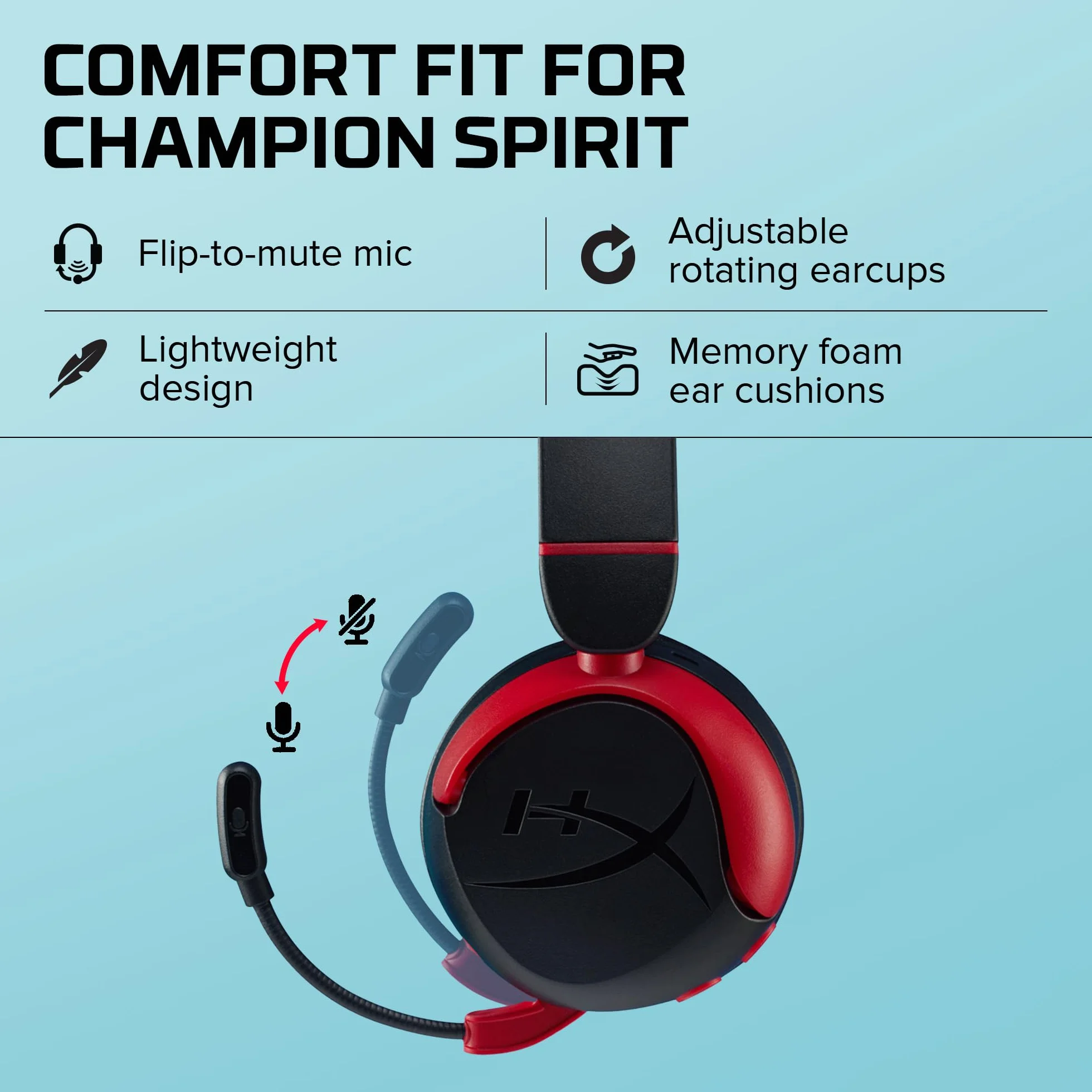 HyperX Cloud Mini Wireless - Bezprzewodowy zestaw słuchawkowy do gier dla dzieci, ograniczenie głośności 85dB, dla PC/Switch/PS/Chromebook/Xbox/Mobile, czarny