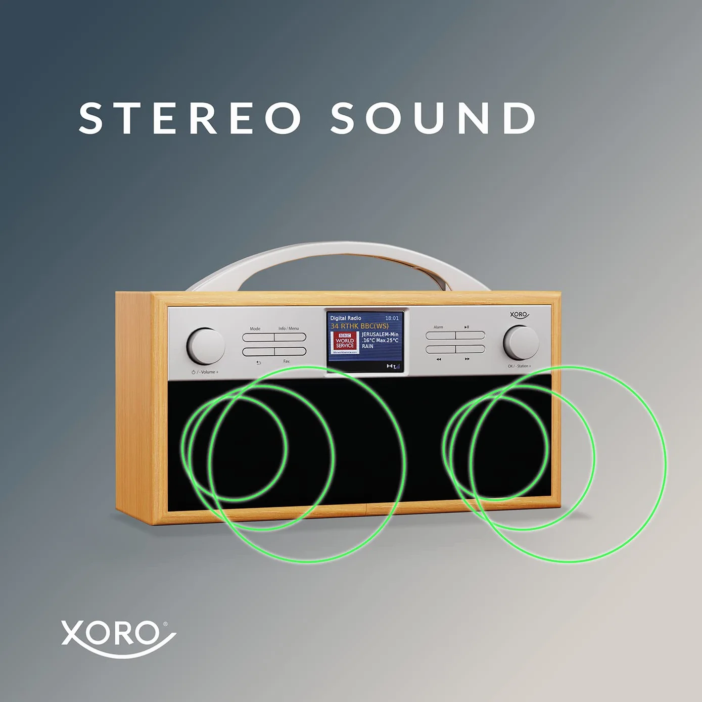 XORO DAB 250IR przenośne radio internetowe DAB+ FM Wi-Fi Bluetooth Spotify Connect 2,4"