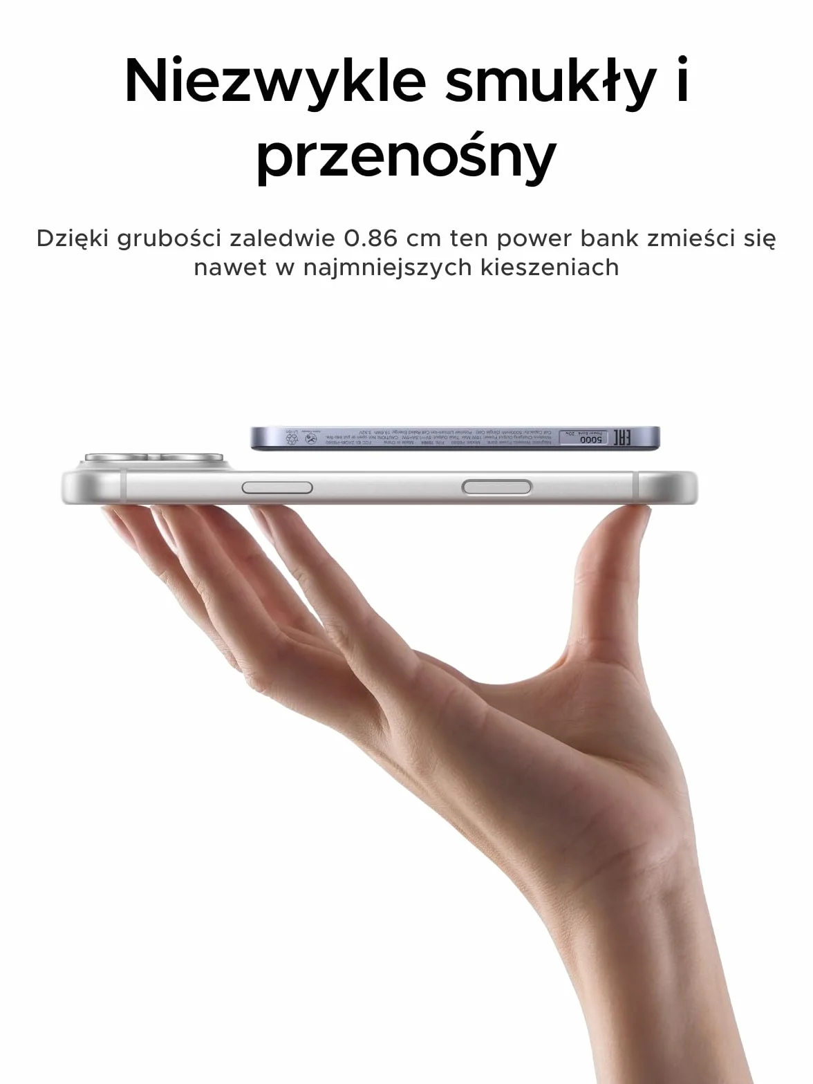 UGREEN MagFlow Air Power bank, ultracienki power bank MagSafe o pojemności 5000mAh i mocy 15W, certyfikat Qi2, szybkie ładowanie PD 20W, ergonomiczna konstrukcja, do modeli 17/16/12-15, Szary