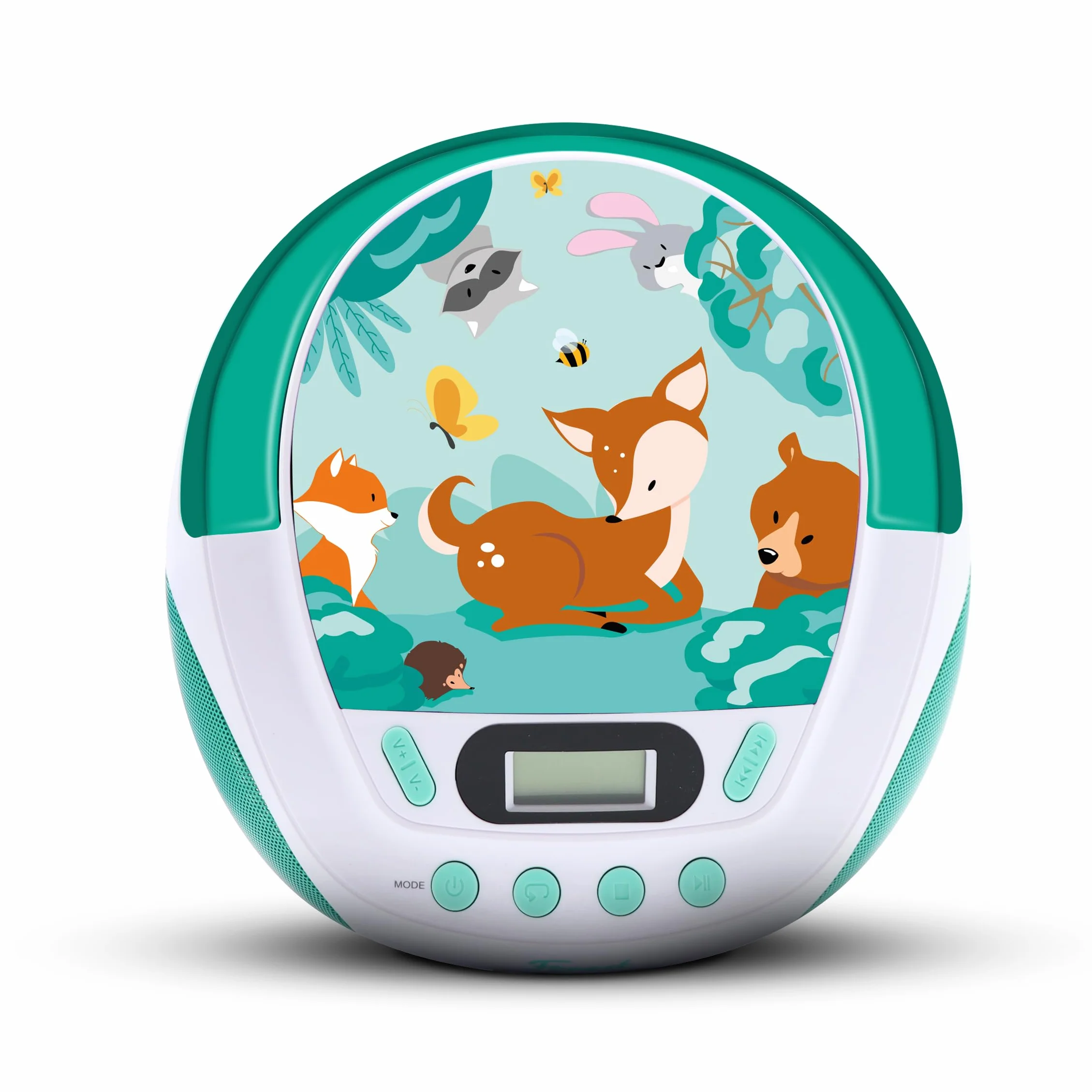 Odtwarzacz CD MP3 Forest Metronic dla dzieci z portem USB i wejściem audio Biały/Zielony