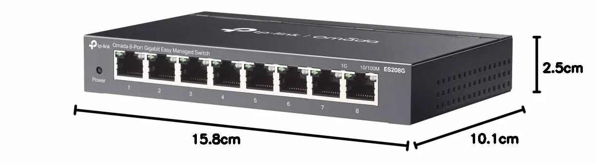 TP-Link ES208G 8-portowy Gigabit Ethernet Switch Easy Managed, montaż na biurku/ścianie, metalowa obudowa, QoS IGMP Snooping