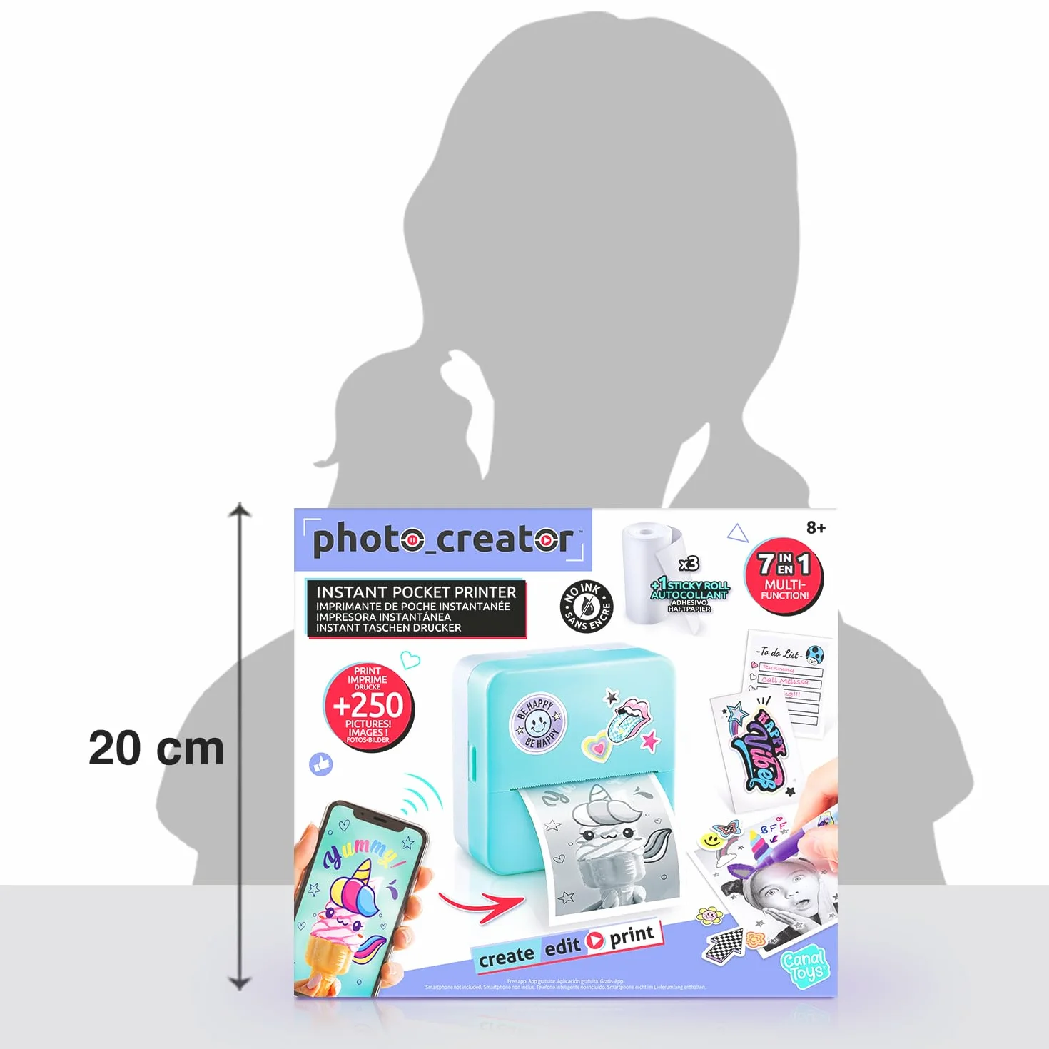 Canal Toys Natychmiastowa kieszonkowa drukarka fotograficzna Creator-termiczna i ekonomiczna drukarka-CLK 017, niebieska