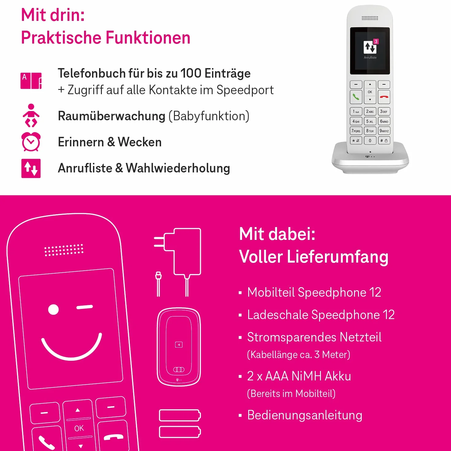 Deutsche Telekom Speedphone 12 40844151 Telefon Stacjonarny, Biały