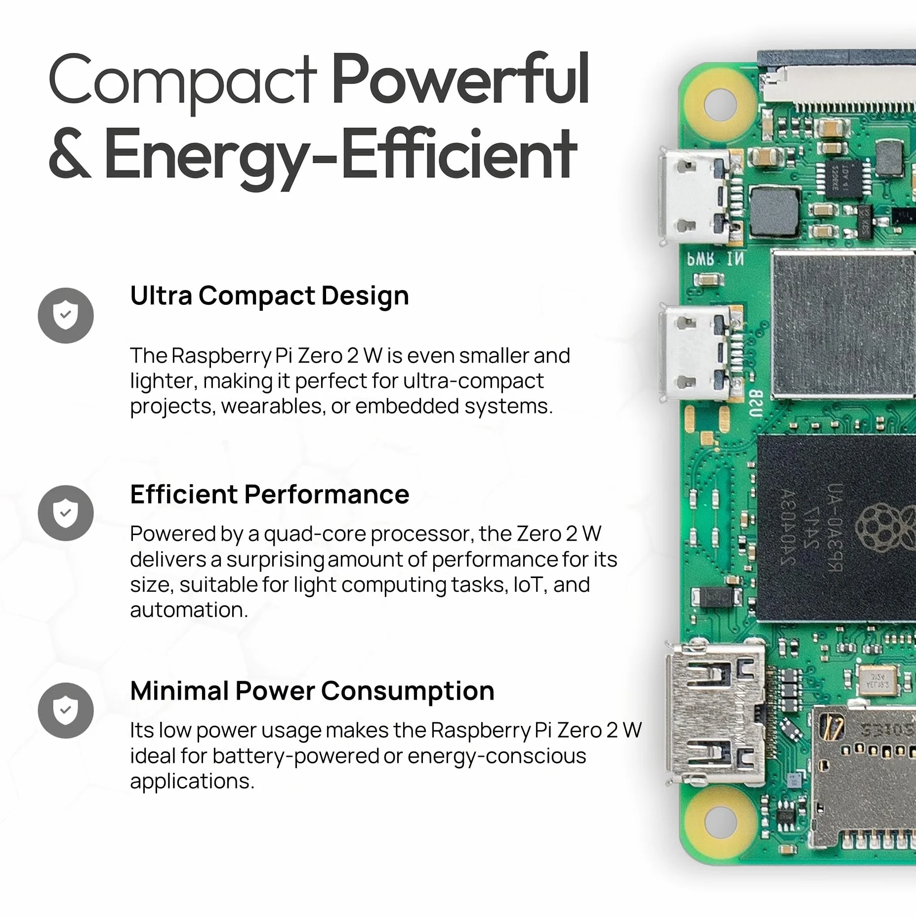 db-tronic Raspberry Pi Zero 2 W 512 MB Starter Kit | Zasilacz 13 W | Obudowa z 3 osłonami | Mini HDMI | Kabel do kamery | Gumowe nóżki | idealny do Home Assistant i smart home