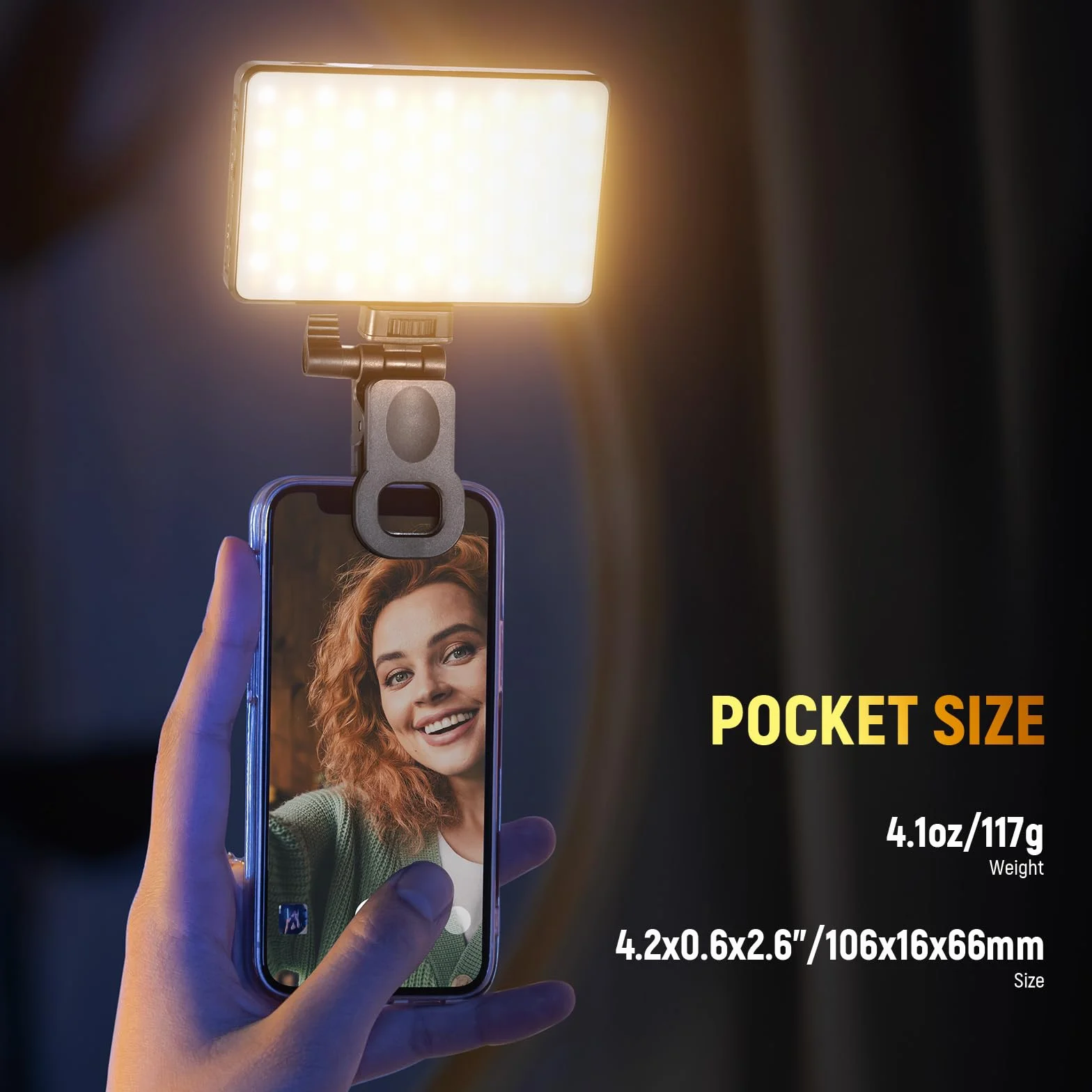 NEEWER BASICS Lampa do selfie LED do telefonu, ładowalna lampa fotograficzna 2500-9000K, kolorowe filmy, dyfuzor/3000mAh, CRI95+ regulowane oświetlenie wideo Visio do aparatu iPhone Zoom połączenia