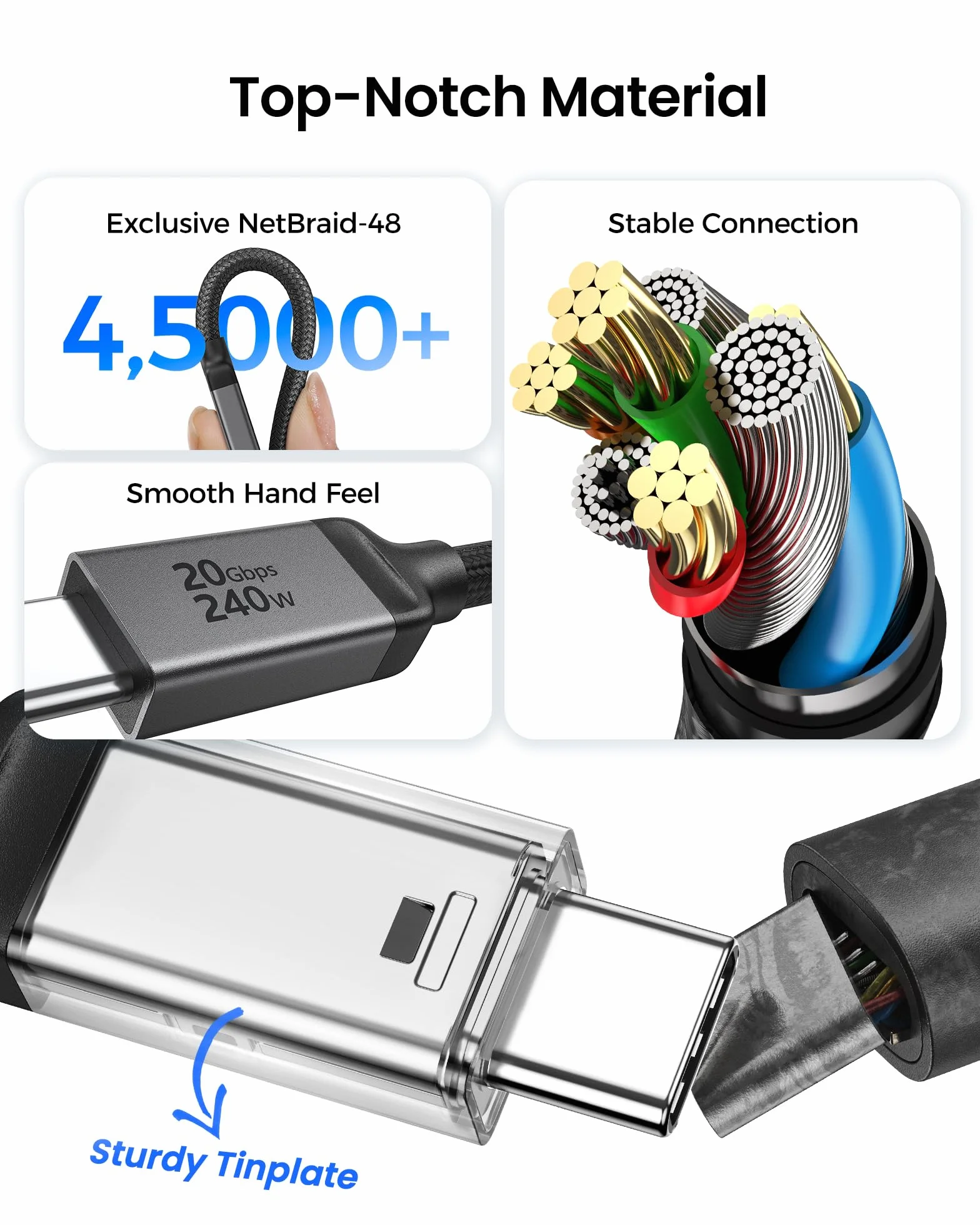 Silkland USB4 dla Kabel Thunderbolt 4 5M, Transfer Danych 20Gbps, PD3.1 240W 48V/5A, Kabel Wideo 5K@60Hz 4K@60Hz do iPhone 16/15, MacBook Pro, iPad Pro, XPS, Surface Pro, VR Headset