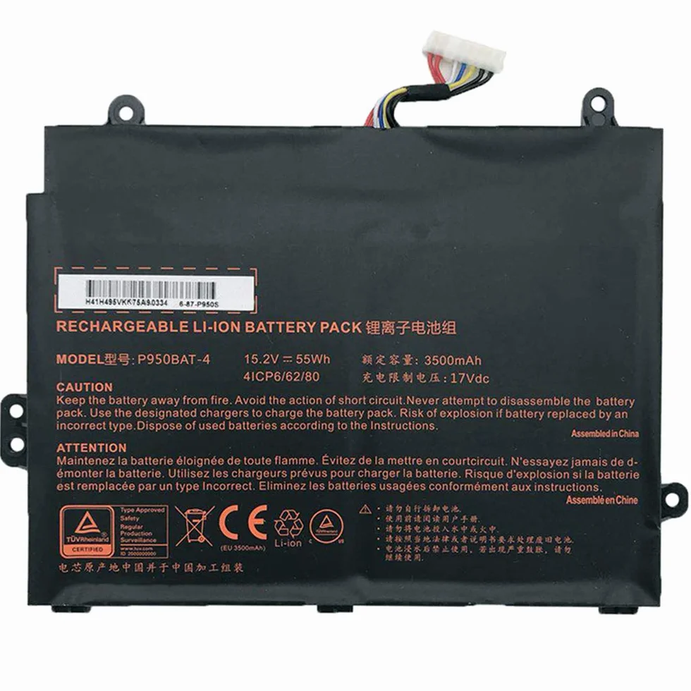 XITAIAN 55Wh 3500mAh 15.2V P950BAT-4 6-87-P950S-51E00 Kompatybilny z Bateria Zamiennik do Clevo P950HP6 Dla Sager NP8950 41CP5/65/80
