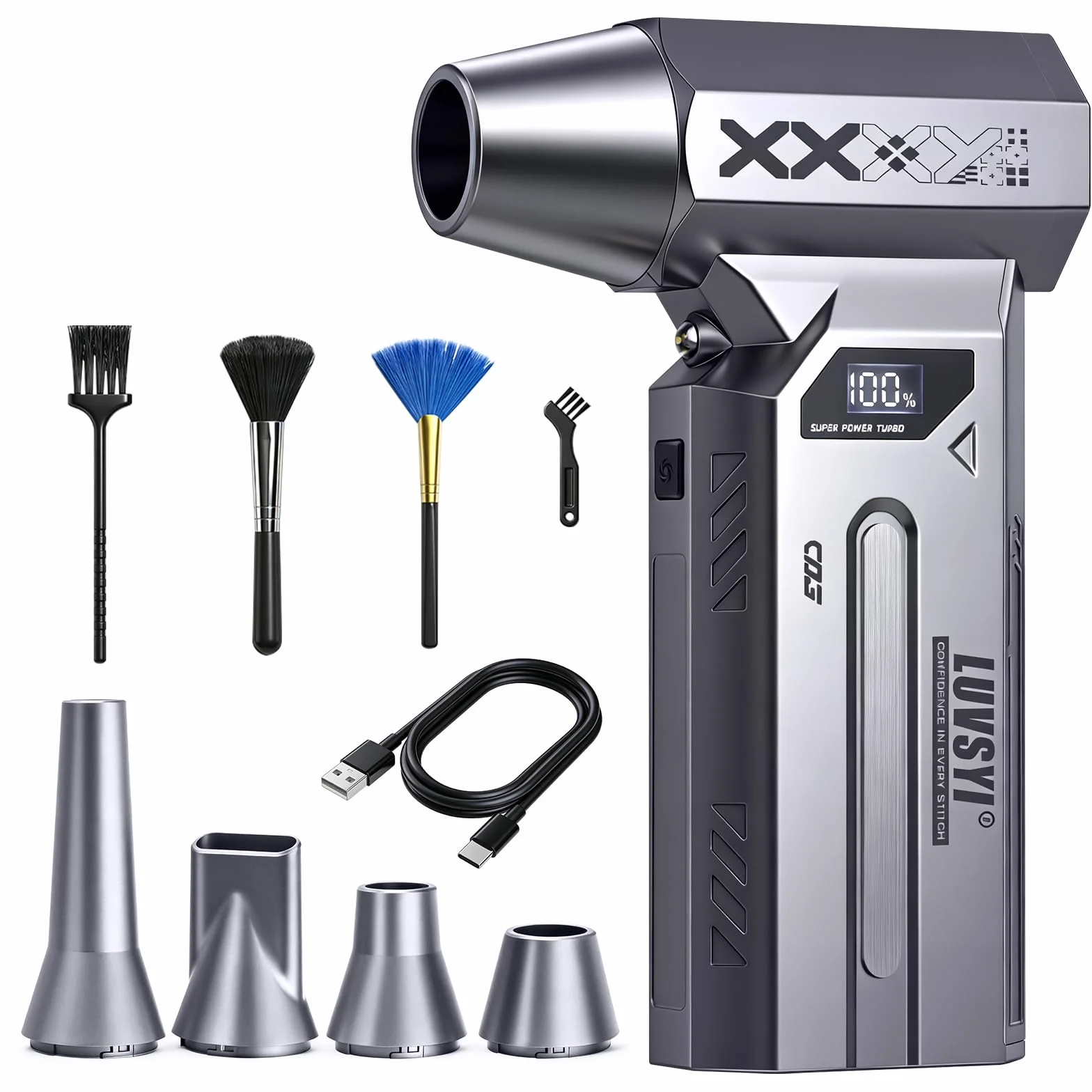 HAOFOYFUN Electric Air Duster 150 000 obr./min 4-stopniowa dmuchawa z wyświetlaczem LED