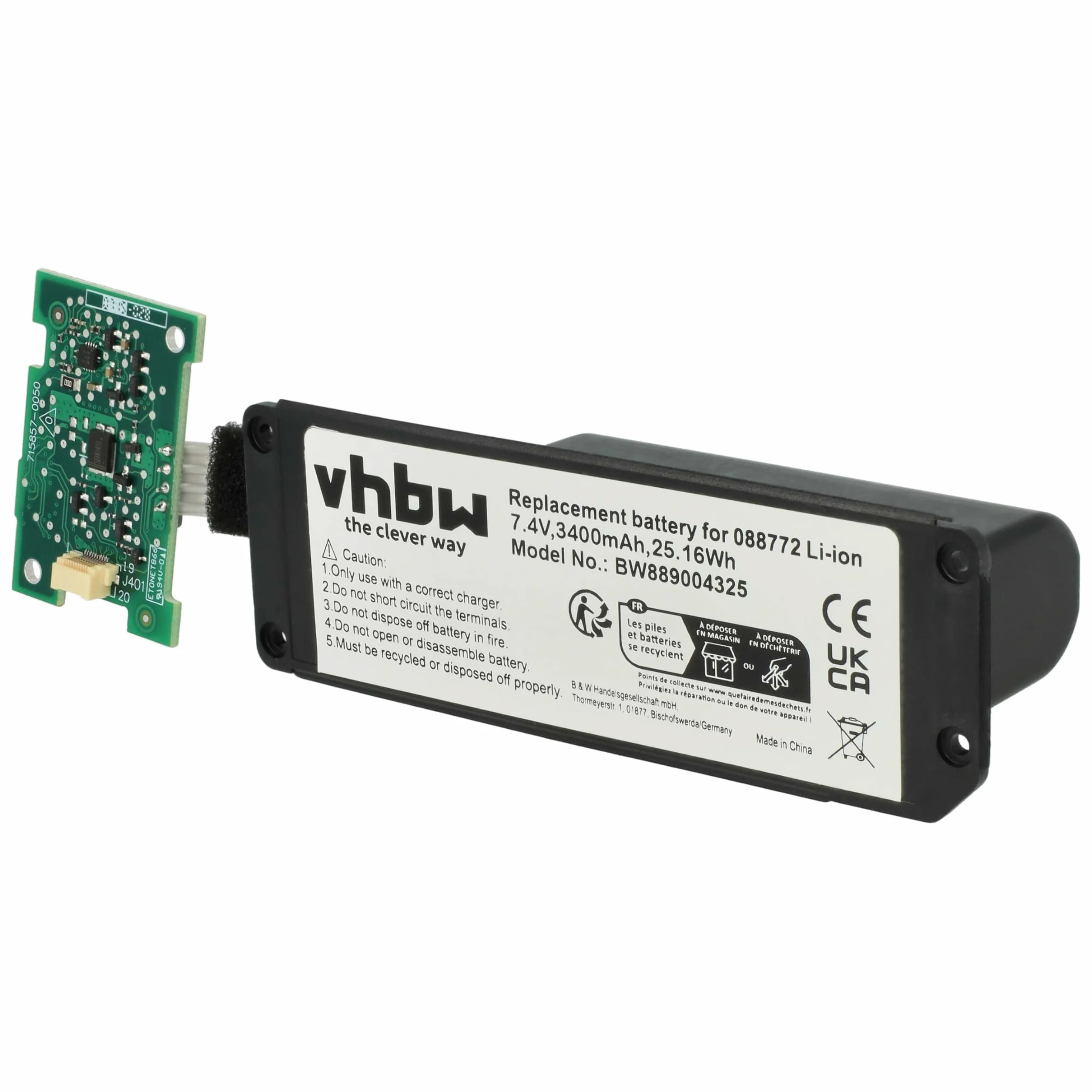 vhbw Akumulator kompatybilny z Bose SoundLink Mini 2, 3400 mAh, 7,4 V, litowo-jonowa
