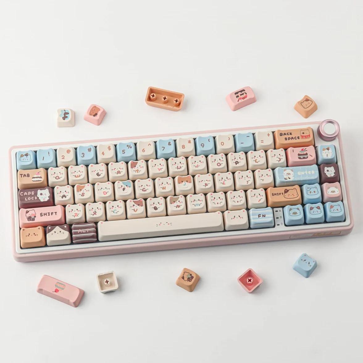 Nasadki klawiszy PBT 142 klawisze urocze nasadki klawiszy sublimacja morska sól morska kot nasadka na klawisze Mao profil niestandardowe klawisze do Cherry Gateron MX Swithes klawiatury mechaniczne