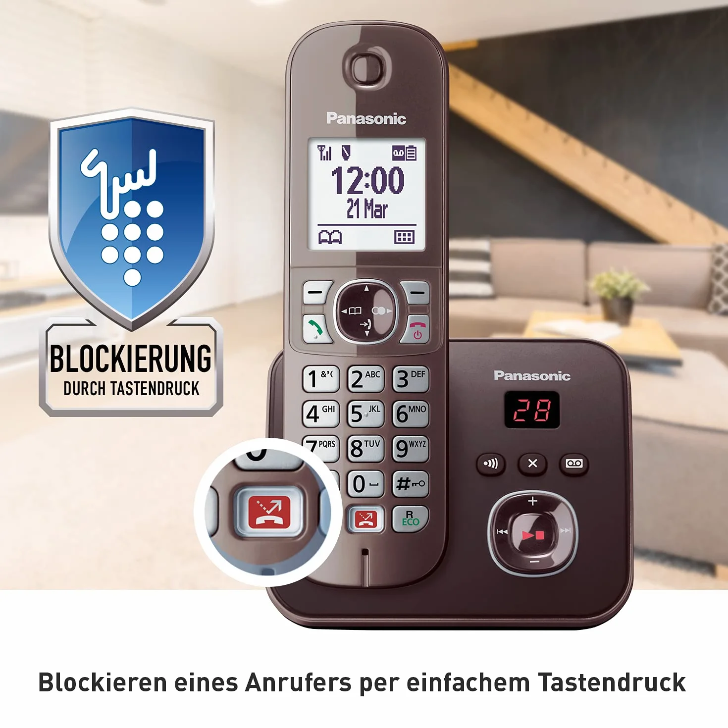 Panasonic KX-TG6861GA telefon bezprzewodowy z sekretarką, mocca brązowy