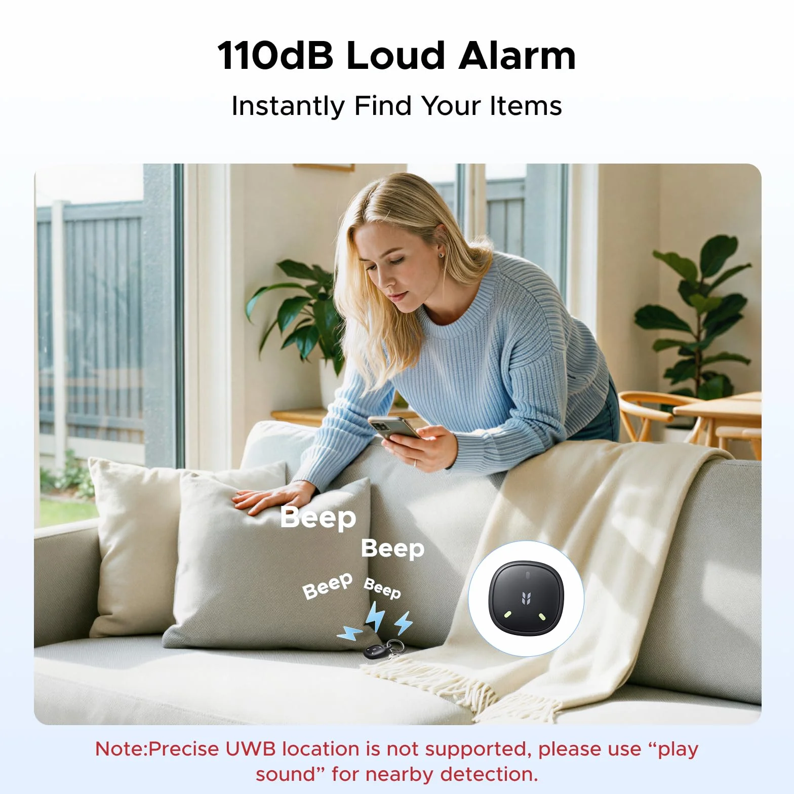 UGREEN FineTrack Mini 2 lokalizator Apple Find My 110 dB IP68 fluorescencyjna obudowa 5-7 lat baterii