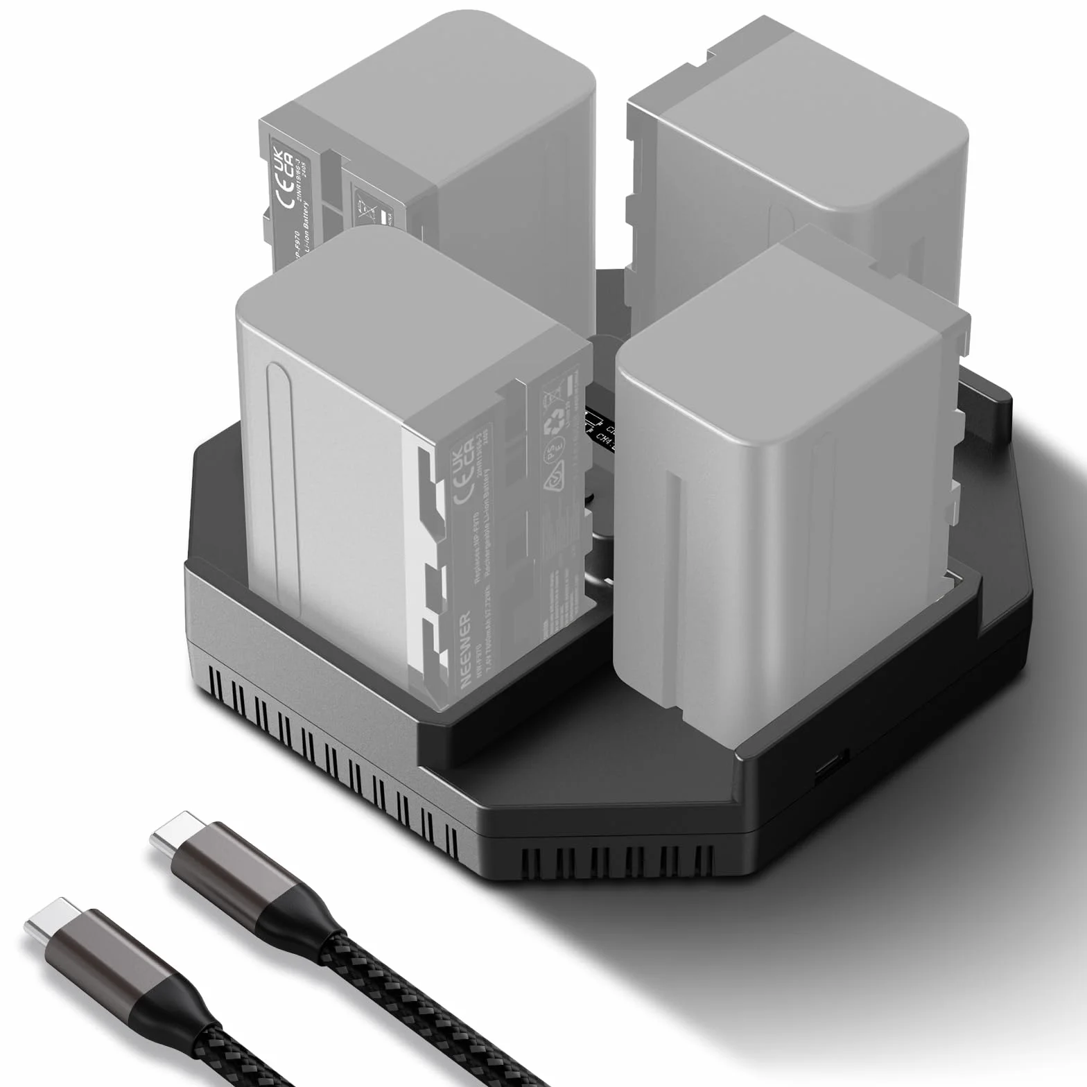 Neewer NP-F970 4-kanałowa ładowarka do kamery 100 W PD z wyświetlaczem OLED USB C