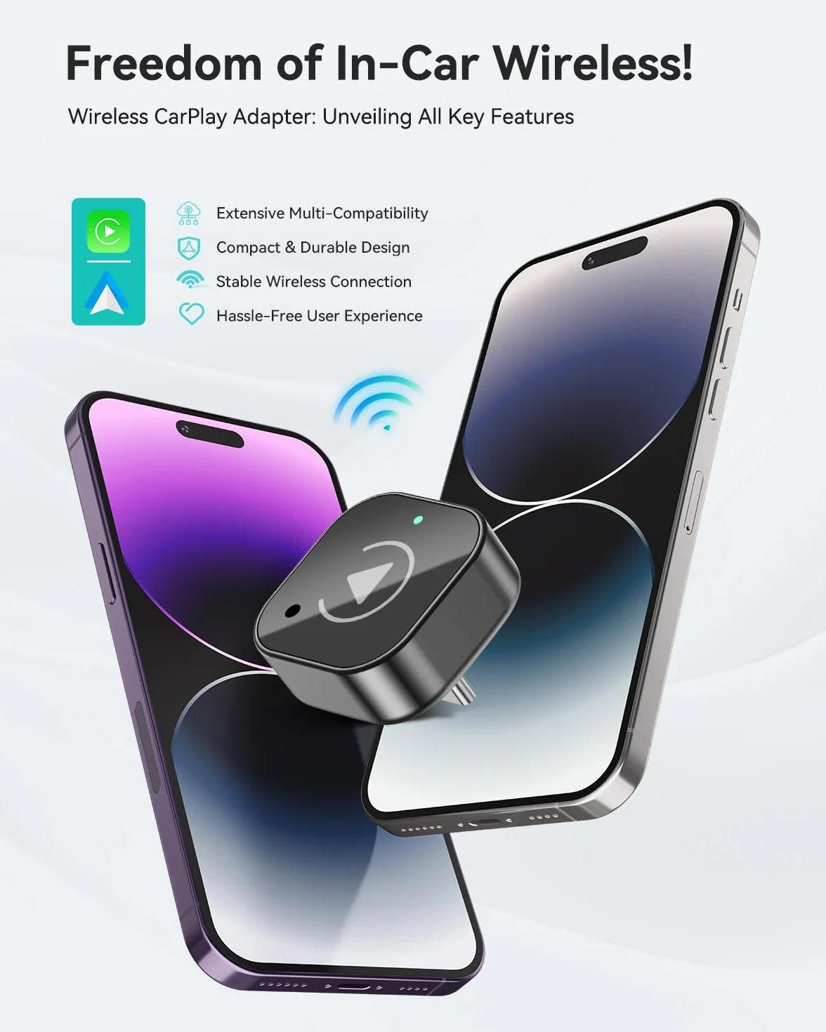 Spedal 2026 bezprzewodowy adapter CarPlay i Android Auto (złącze USB), klucz sprzętowy 2 w 1, WiFi 6 i BT 5.4, Plug & Play, stabilny i bez opóźnień, do pojazdów z systemami przewodowymi