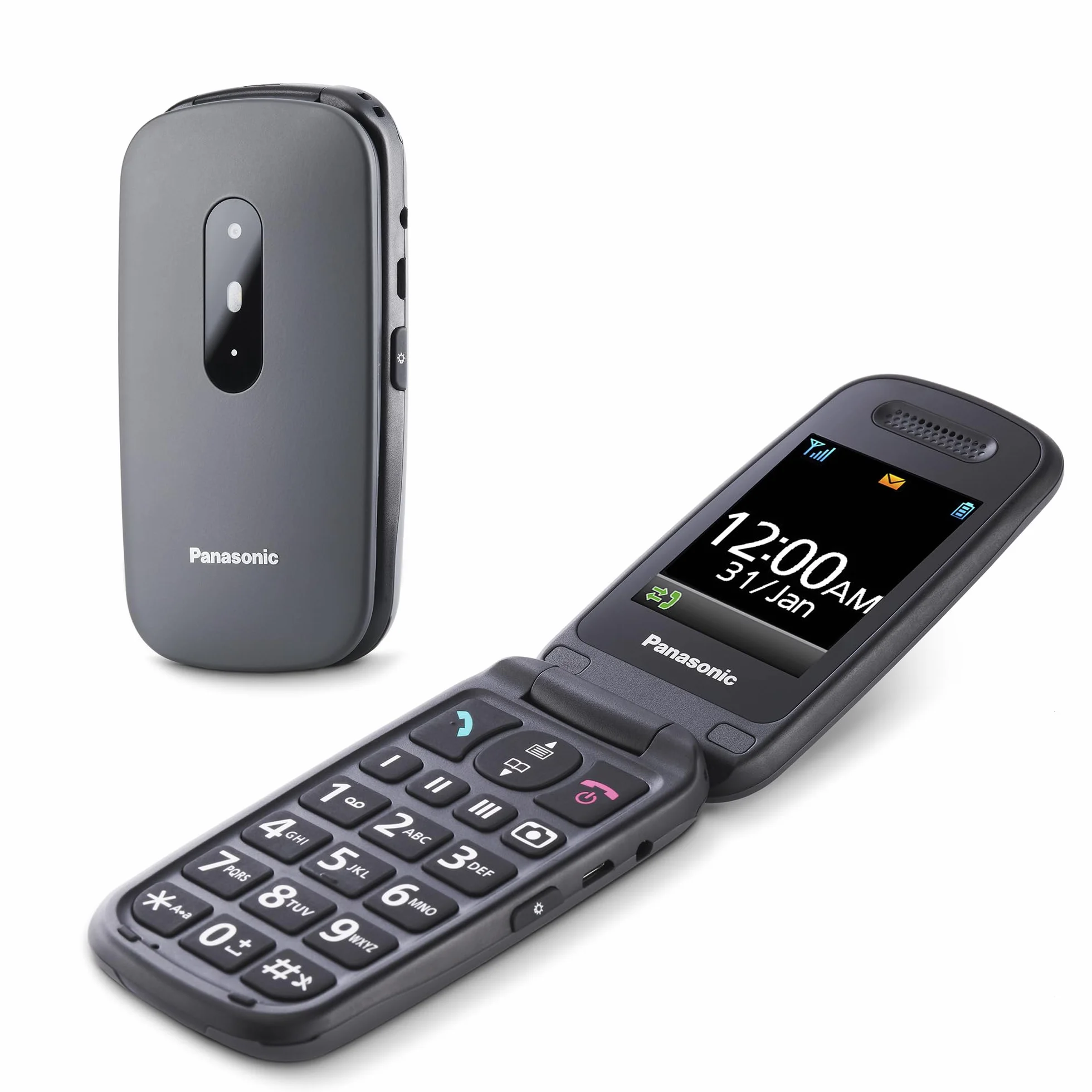Panasonic KX-TU446 telefon z klapką wyświetlacz 2.4" odporność na wstrząsy szary