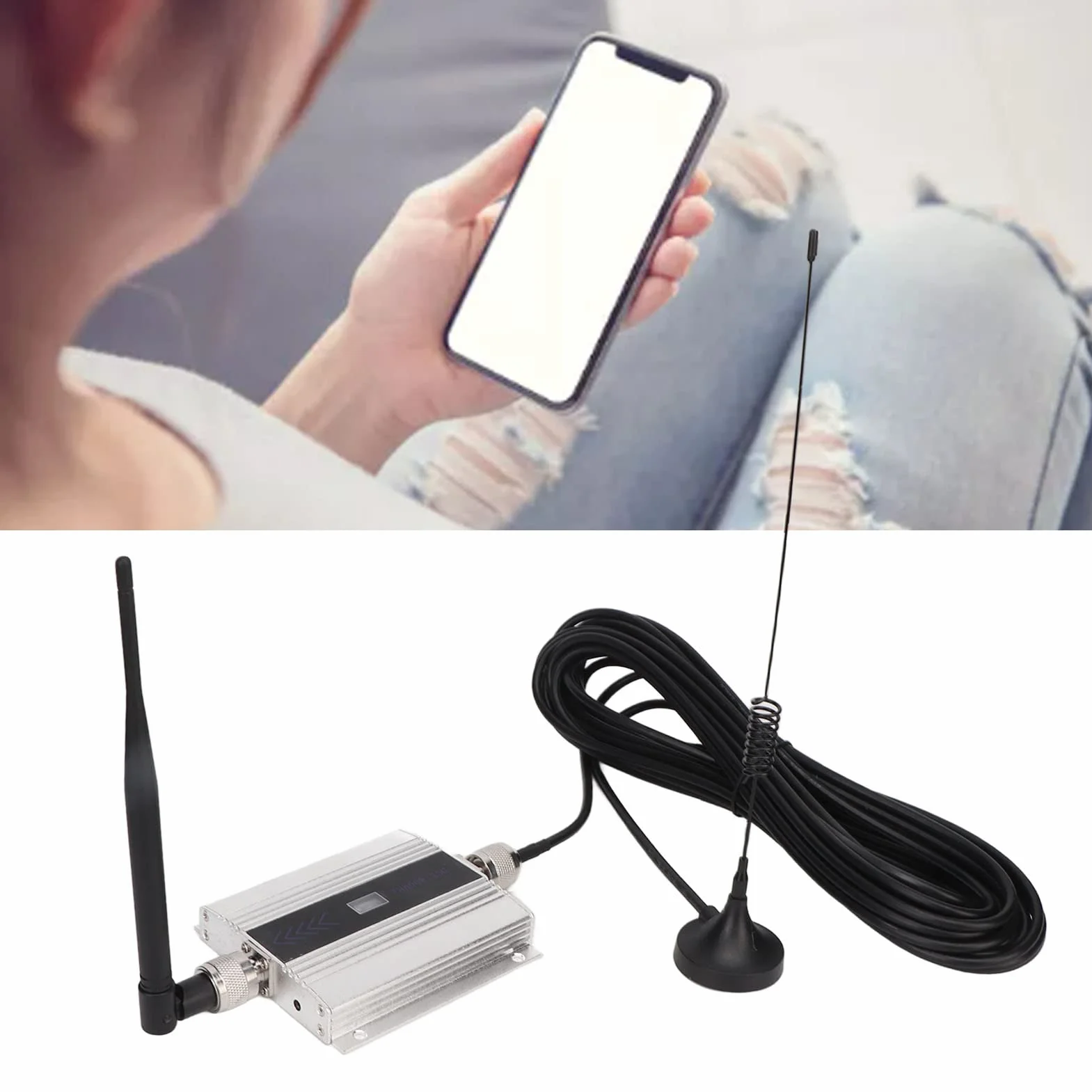 Domowy wzmacniacz do telefonu komórkowego, wzmacniacz telefonu komórkowego 4G z anteną, wzmacniacz sygnału do smartfona o podwójnej częstotliwości (wtyczka europejska)