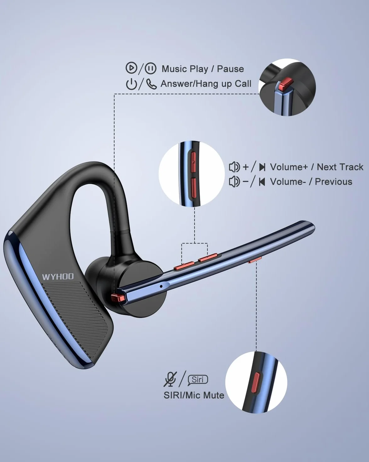 Zestaw słuchawkowy Bluetooth z redukcją szumów, podwójny mikrofon, zestaw głośnomówiący Bluetooth, bezprzewodowy zestaw słuchawkowy 24 godziny, czas rozmowy, do iPhone'a, telefonu komórkowego,