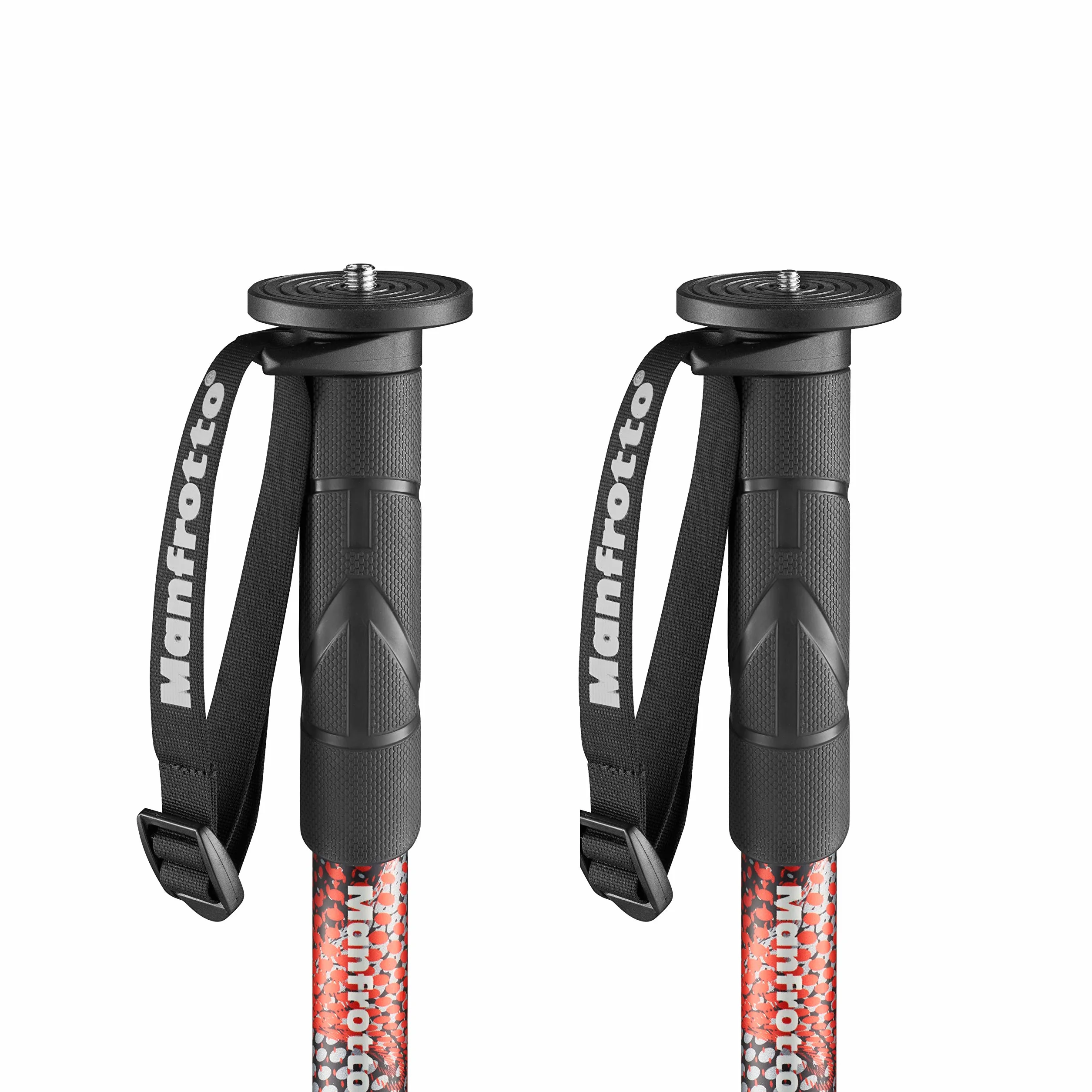 Manfrotto Element MII MMELMIIA5RD, lekki 5-częściowy aluminiowy monopod do kamery podróżnej, czerwony, z paskiem na nadgarstek, gumowy uchwyt, zamki obrotowe, obciążenie 16 kg, do aparatów