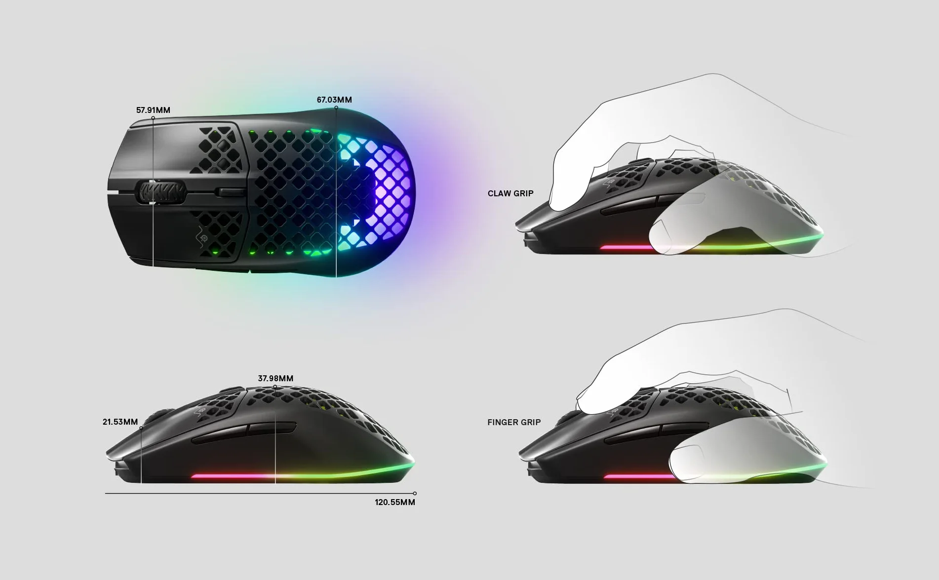 SteelSeries Aerox 3 Wireless Mysz RGB Ultralekka Wodoodporna Sensor TrueMove Air 18K DPI Onyx