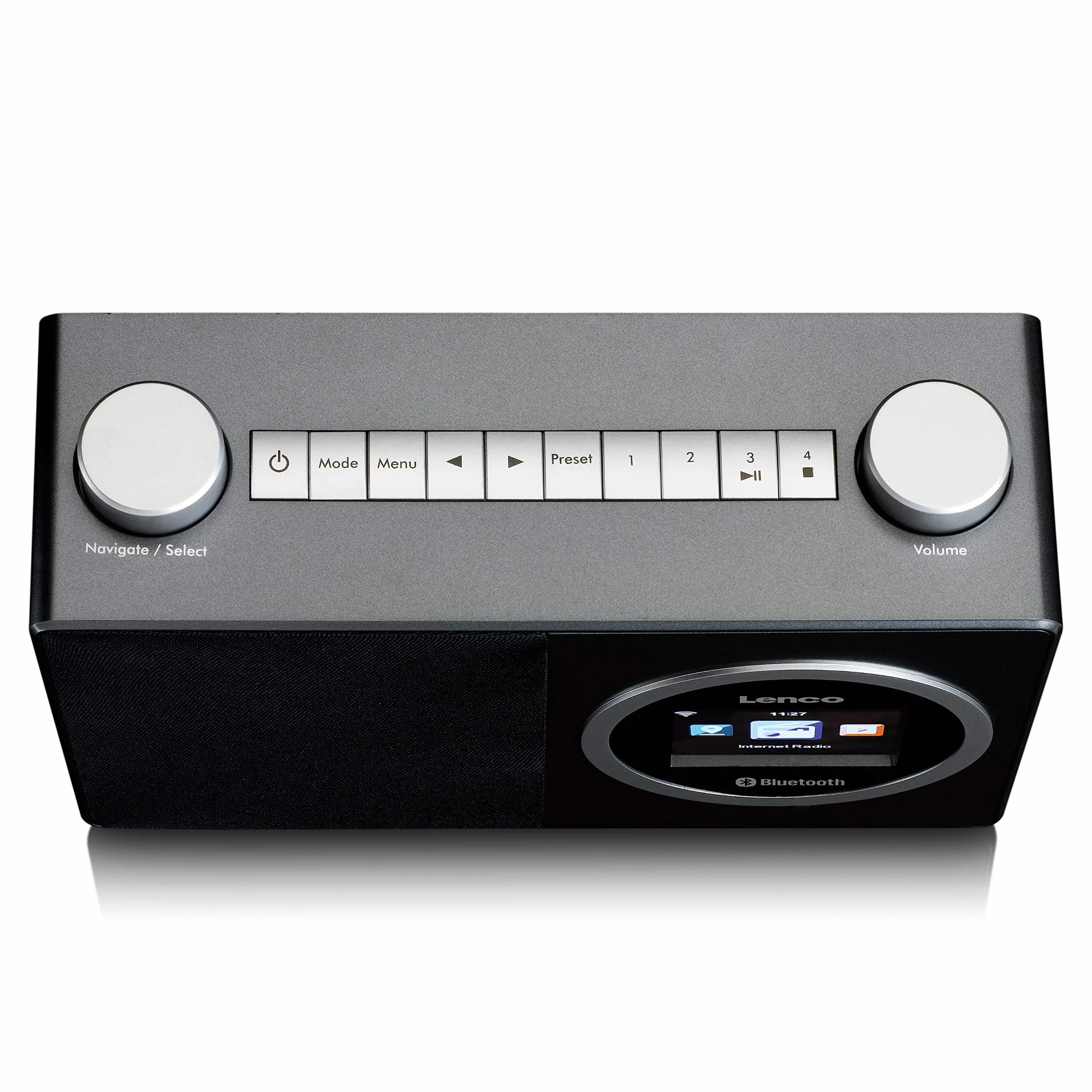 Lenco DIR 70 przenośne radio internetowe DAB+ retro cyfrowe Wi-Fi Bluetooth 2,4" kolorowy ekran 3 Watt RMS czarny
