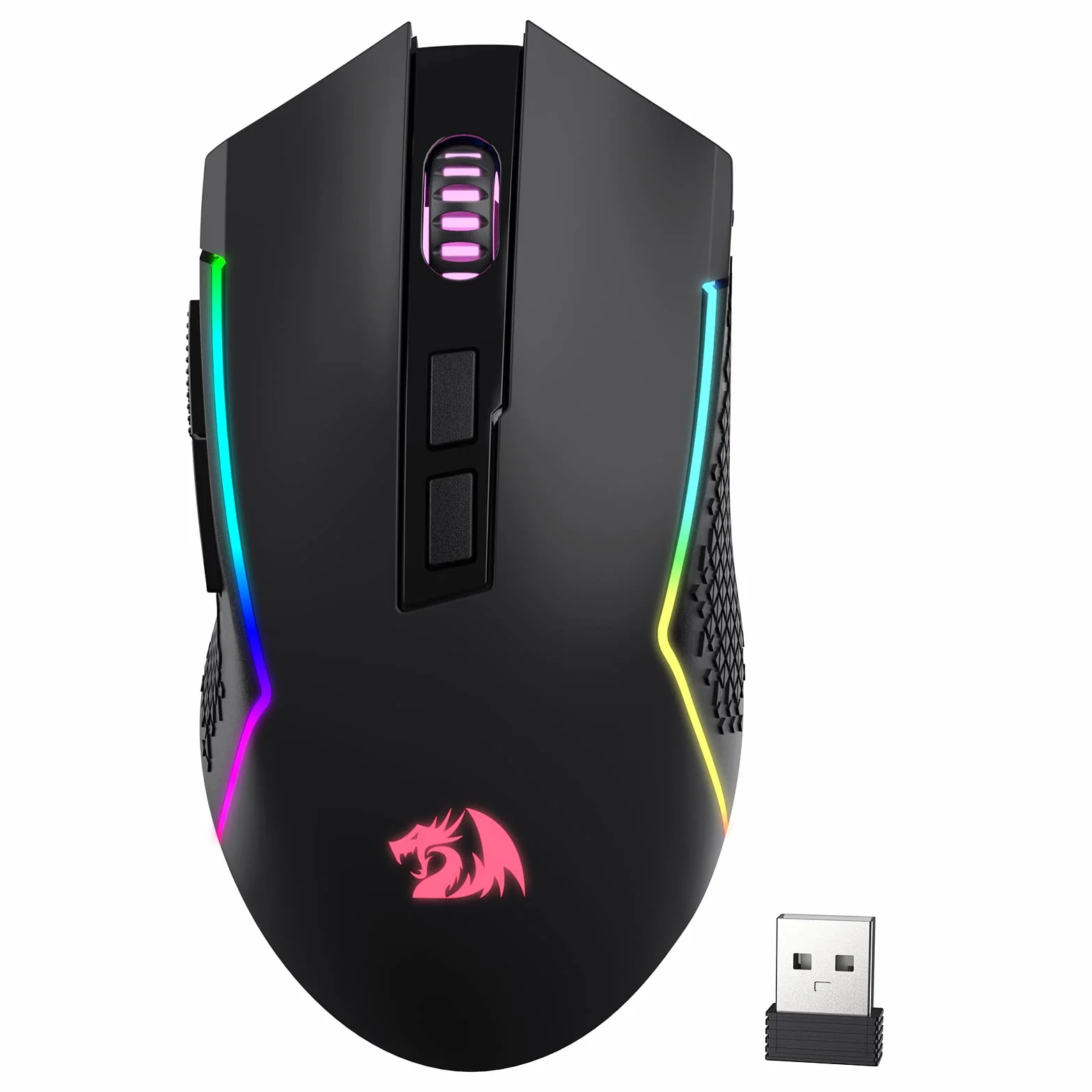 Redragon M693 Bezprzewodowa mysz do gier 8000 DPI z 3 trybami łączenia, Bluetooth i bezprzewodowa, 2,4 G, 7 przycisków makro, trwała moc i podświetlenie RGB do komputerów PC/Mac/komputera