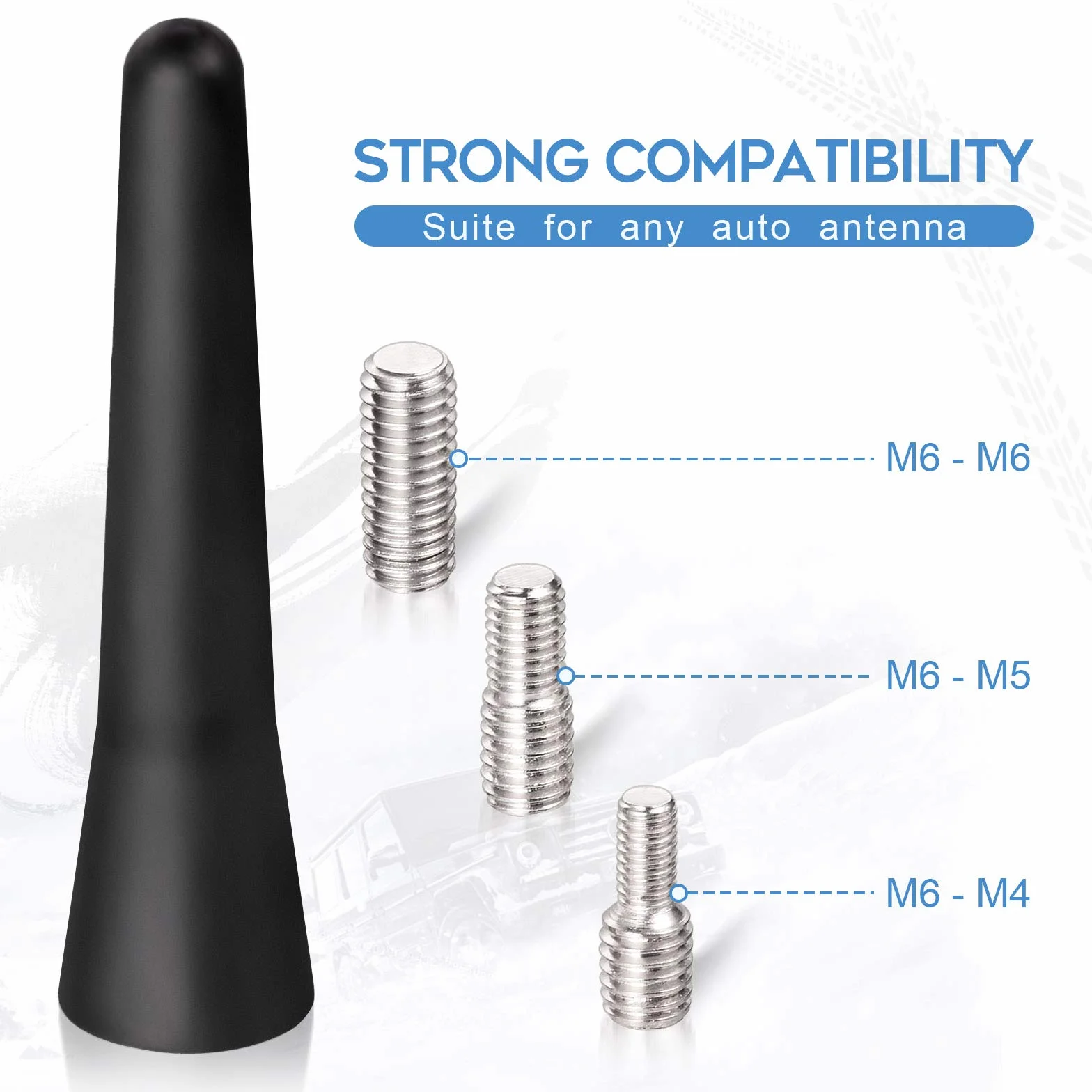 Eightwood Antena samochodowa FM Dab Antena radiowa 6,5 cm mini krótka antena samochodowa z funkcją odbioru FM/AM/Dab