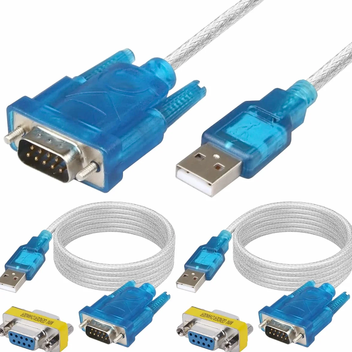 Adapter USB na RS232, kabel USB 2.0 na szeregowy DB9, 9-pinowy męski adapter z chipsetem konwertera RS-232, system Windows 10 8 7, 2 szt