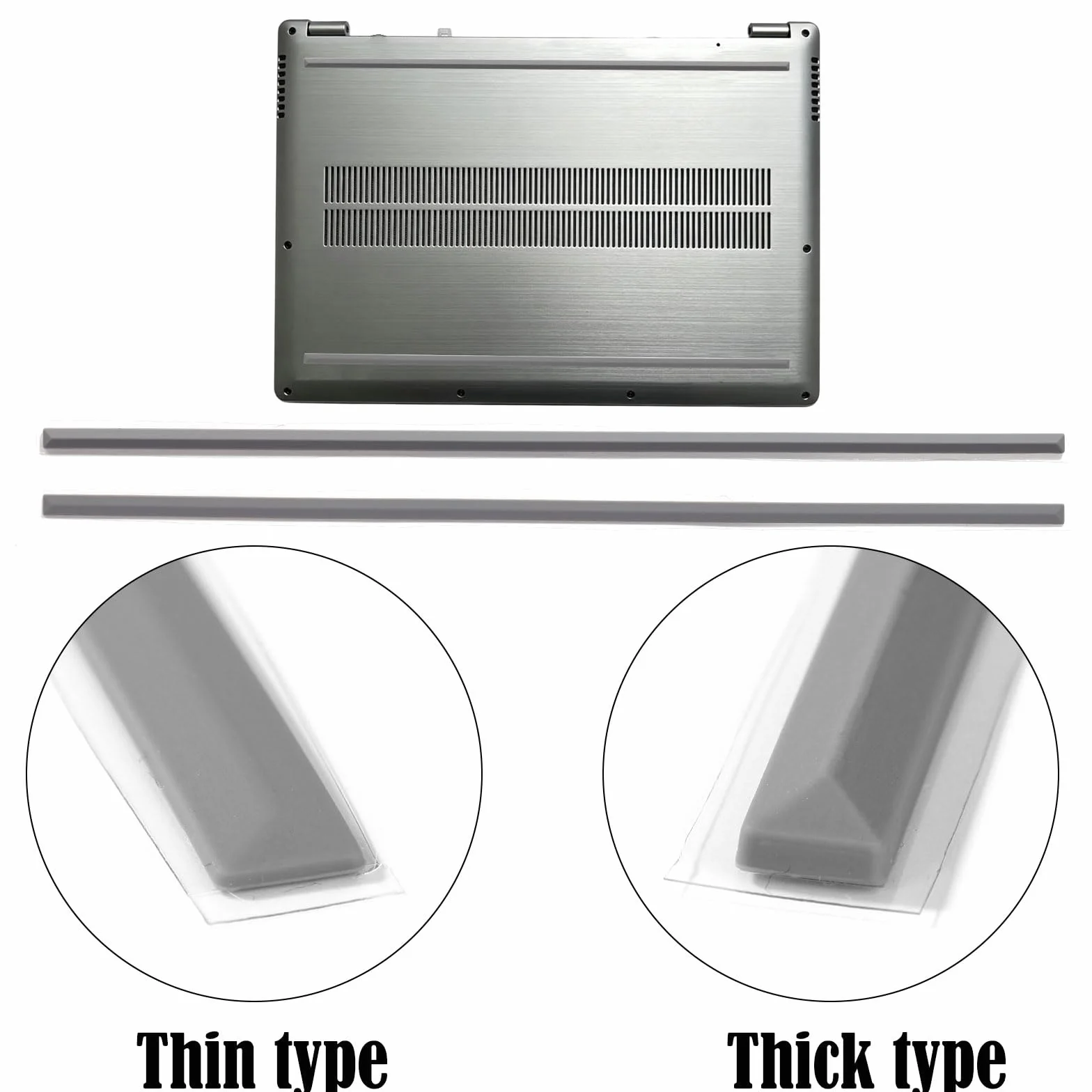 2szt Wymienne Gumowe Nóżki do HP Laptopa, 29,5x0,6cm Antypoślizgowe Spód Laptopa Odbój Nogi Podkładki Kompatybilne z HP 15-DY 15T-DY 15-EF 15-ER 15-FR 15S-FQ TPN-Q222 Q230 Seria (Szary)