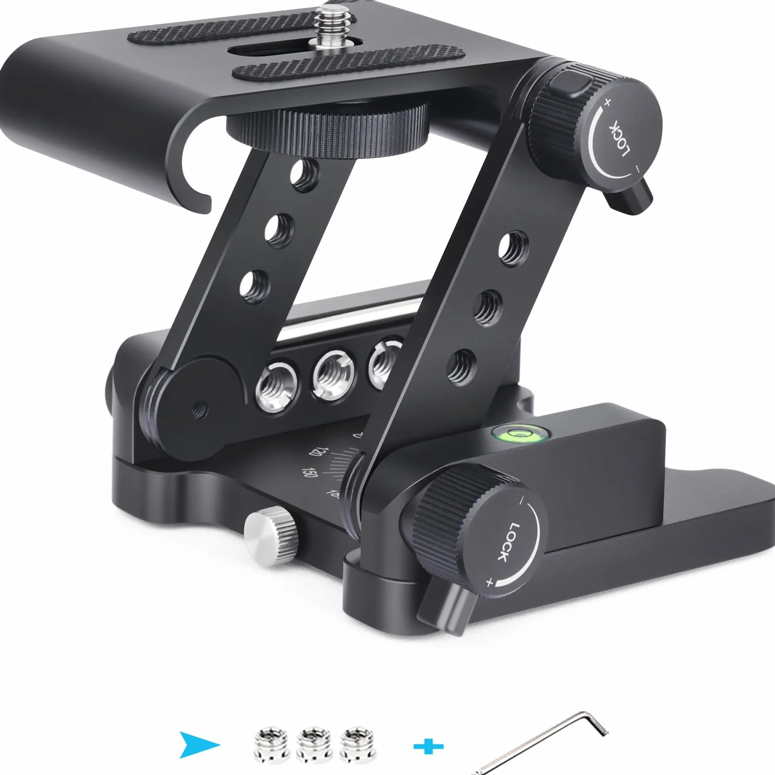 Głowica statywu uchylnego Z-Flex INNOREL ZH9 Elastyczna, składana głowica Z ze stopu aluminium CNC ze śrubami 1/4" i 3/8", Maksymalne obciążenie 5 kg z pokrętłem regulacji dla Canon Nikon Sony