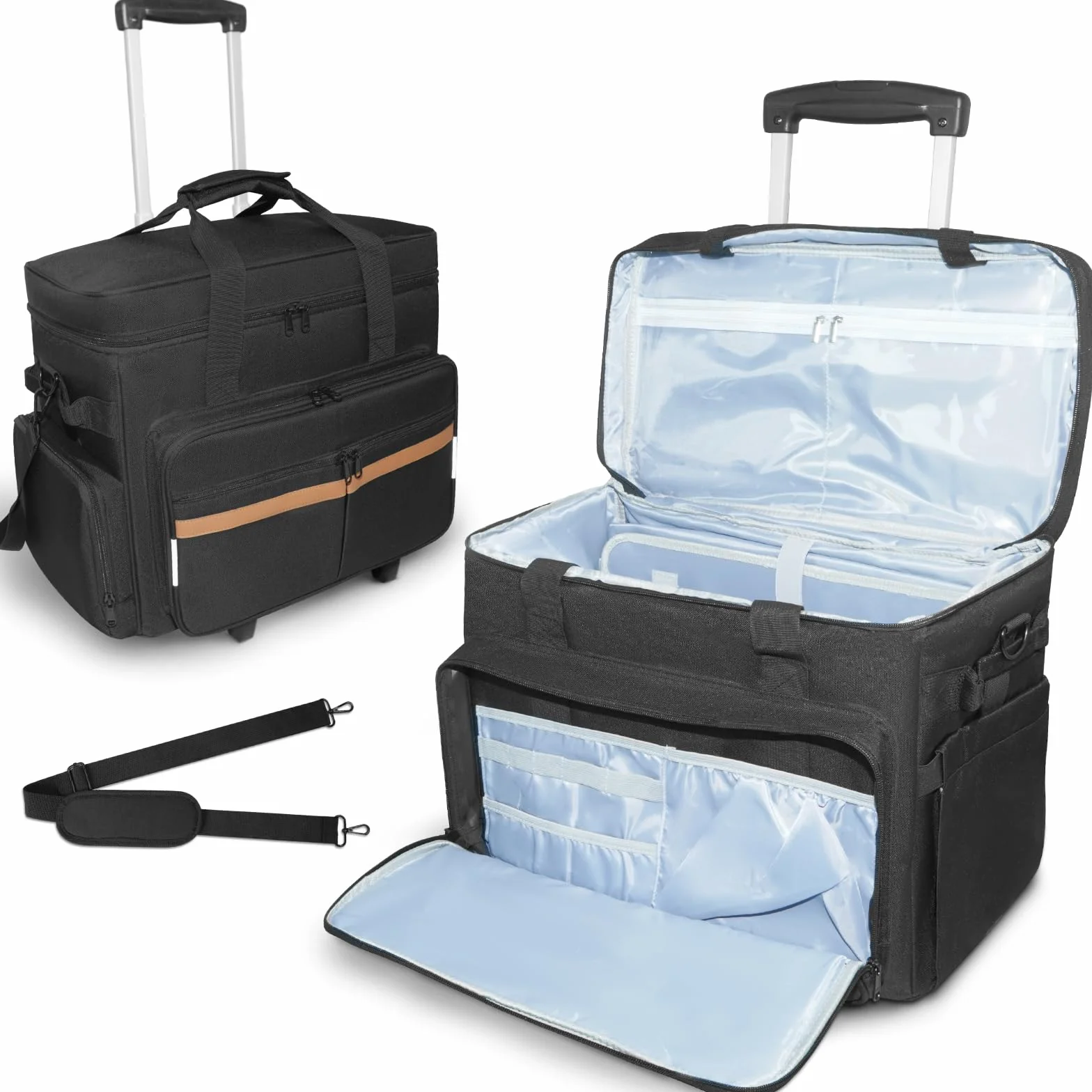 SUNDOY Torba robocza dla nauczycieli z wysuwaną kieszenią na laptopa do 17,3", Czarny i brązowy., 42x23x35-ZM, pepitka