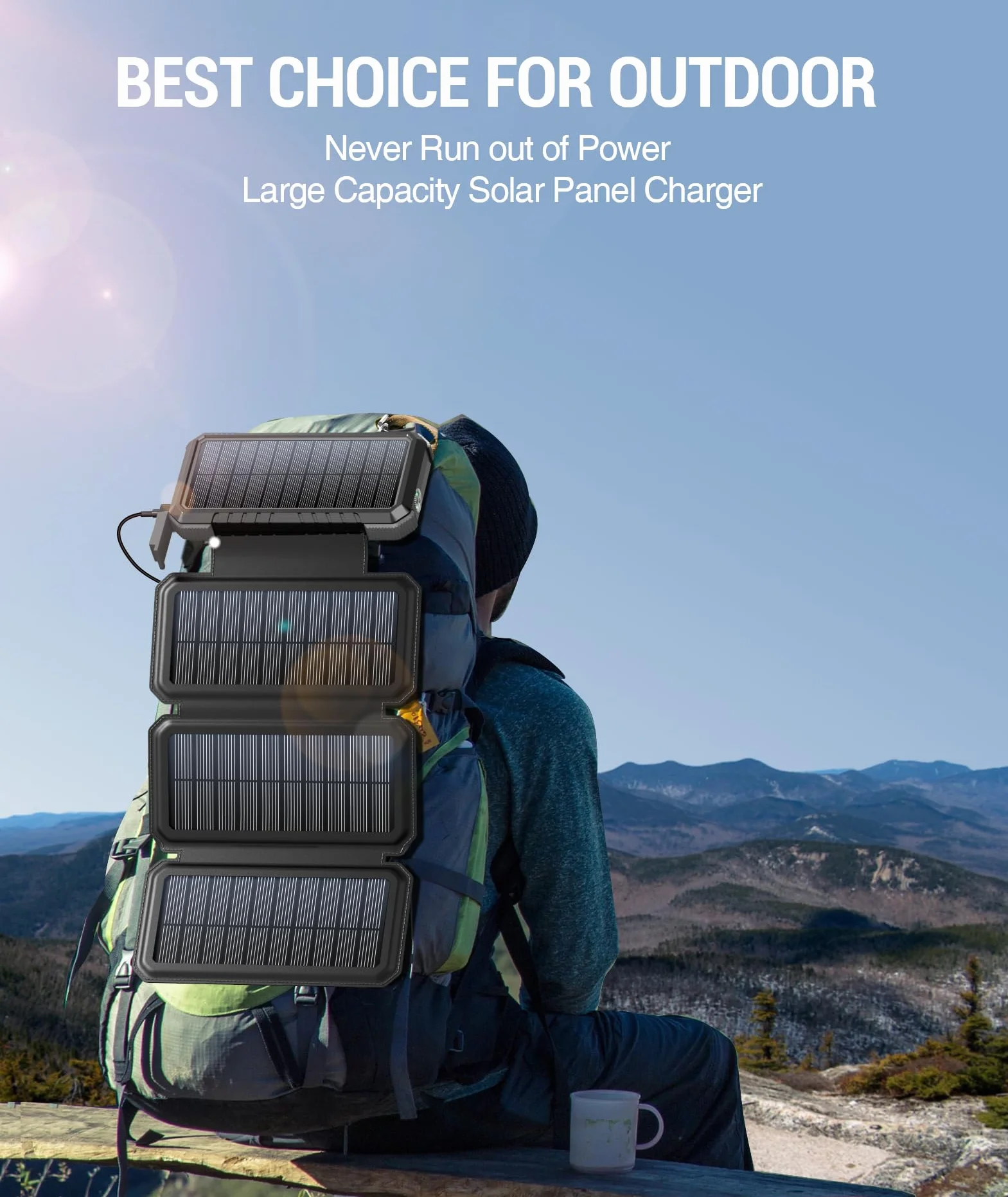 BLAVOR 20000mAh Solar Power Bank Mobile Mobile Mobile Przenośna ładowarka solarna ze składanymi panelami słonecznymi PD 18 W Szybkie ładowanie Banki zasilania do telefonów komórkowych USB