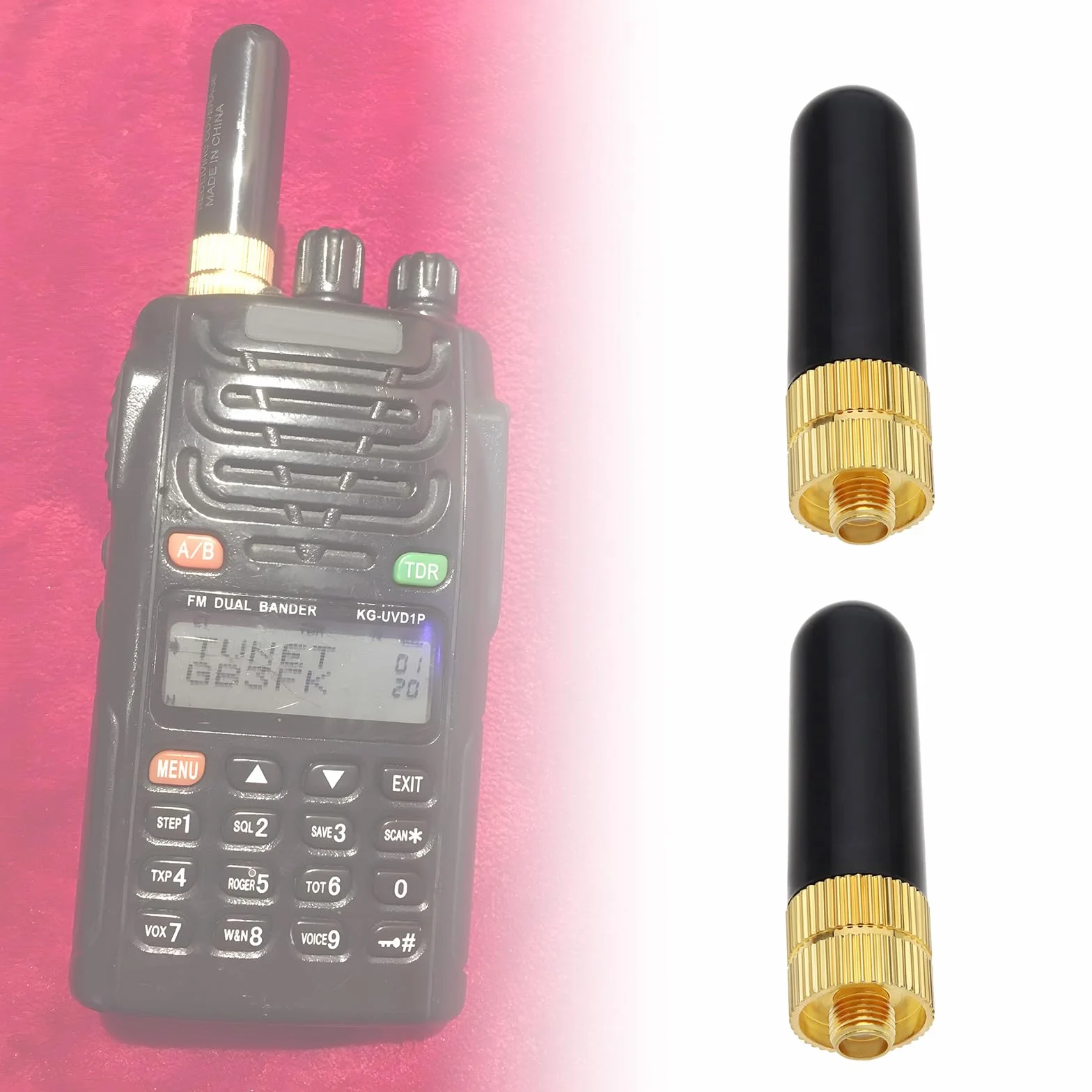 OTOTEC 2 szt. radia SRH805S SMA-F żeńska antena kulowa 144/430/1200 MHz antena Walkie Talkie dwupasmowa kompatybilna z Baofeng GT-3 UV-5R BF-888s radio 51 x 14 mm, czarna