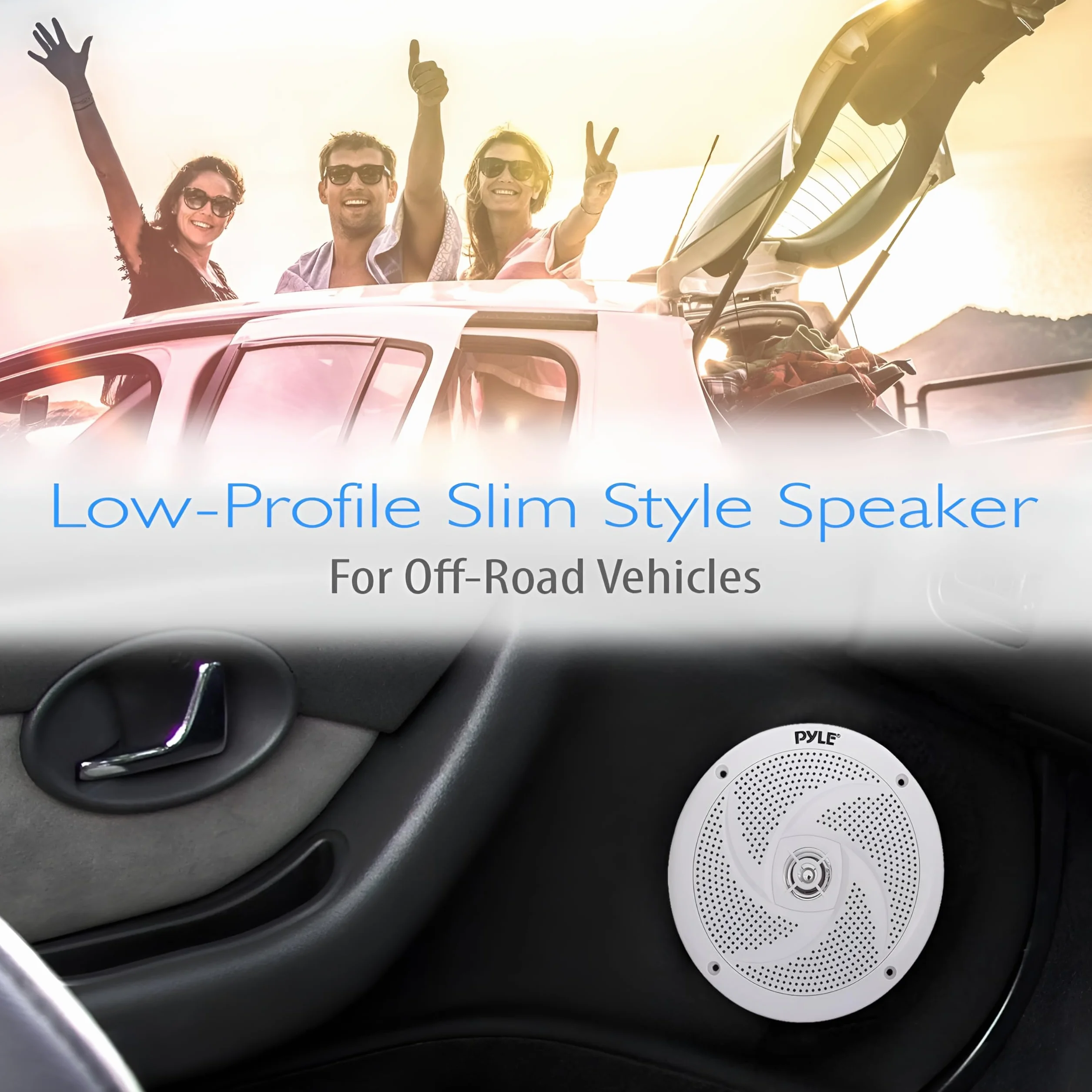 Pyle Marine Speakers - 6.5 Inch 2 Way Waterproof and Weather Resistant Outdoor Audio Stereo Sound System with 240 Watt Power and Low Profile Slim Style - 1 Pair (White)