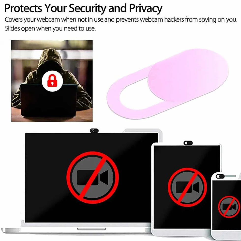 OcioDual 3X Webcam Cover Slider ochrona ultra cienka osłona naklejka różowa do kamery internetowej smartfona laptopa tabletu czarna