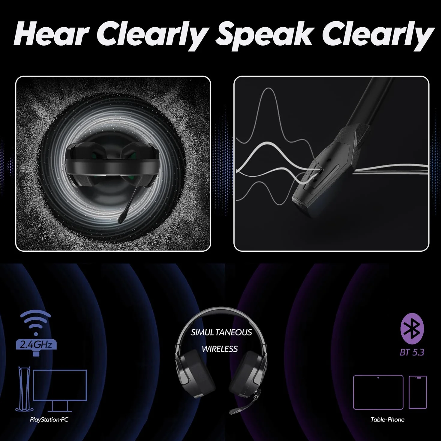 NUBWO G06 Bezprzewodowy zestaw słuchawkowy do gier z mikrofonem 2,4 GHz Bluetooth 100h bateria 50 mm zielony
