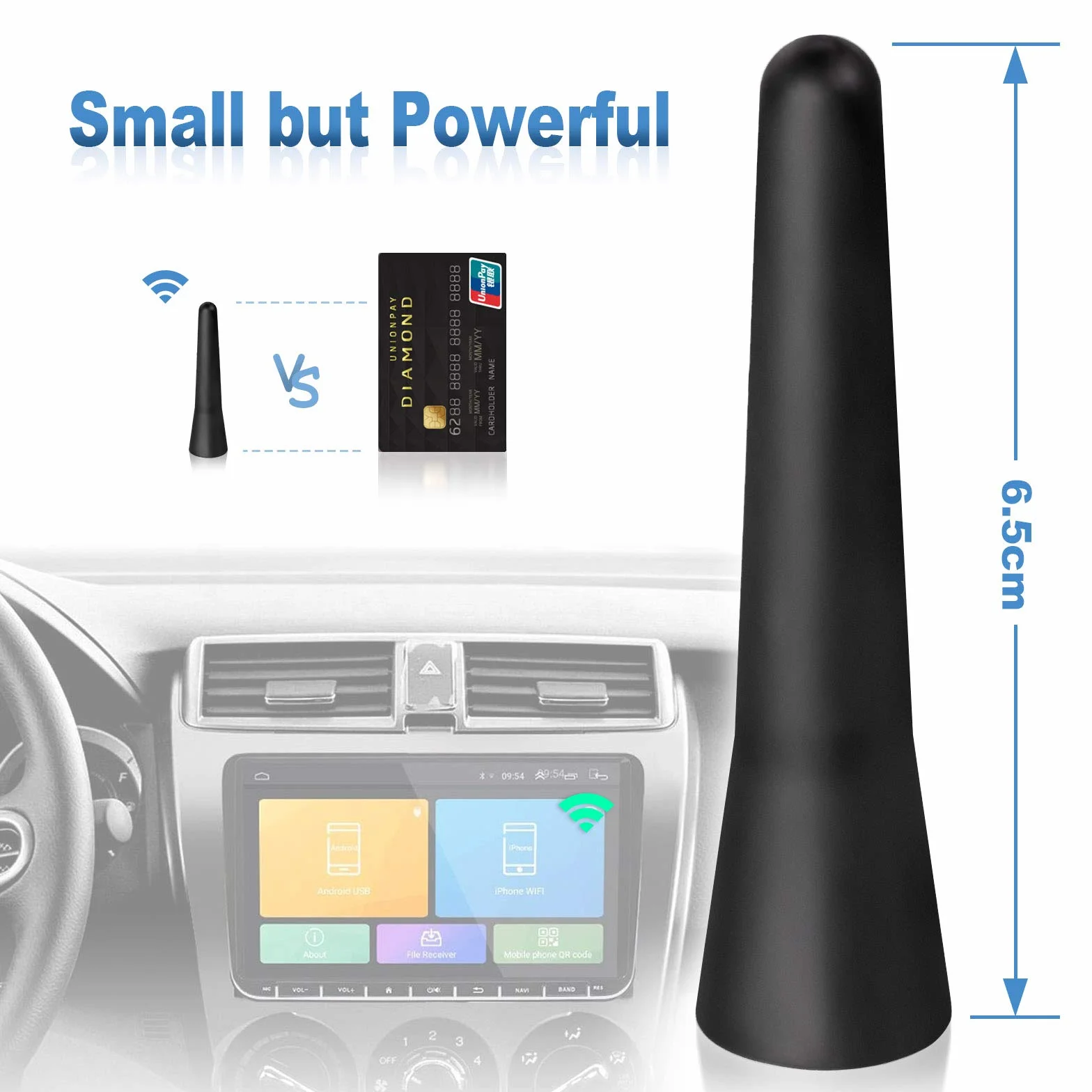 Eightwood Antena samochodowa FM Dab Antena radiowa 6,5 cm mini krótka antena samochodowa z funkcją odbioru FM/AM/Dab