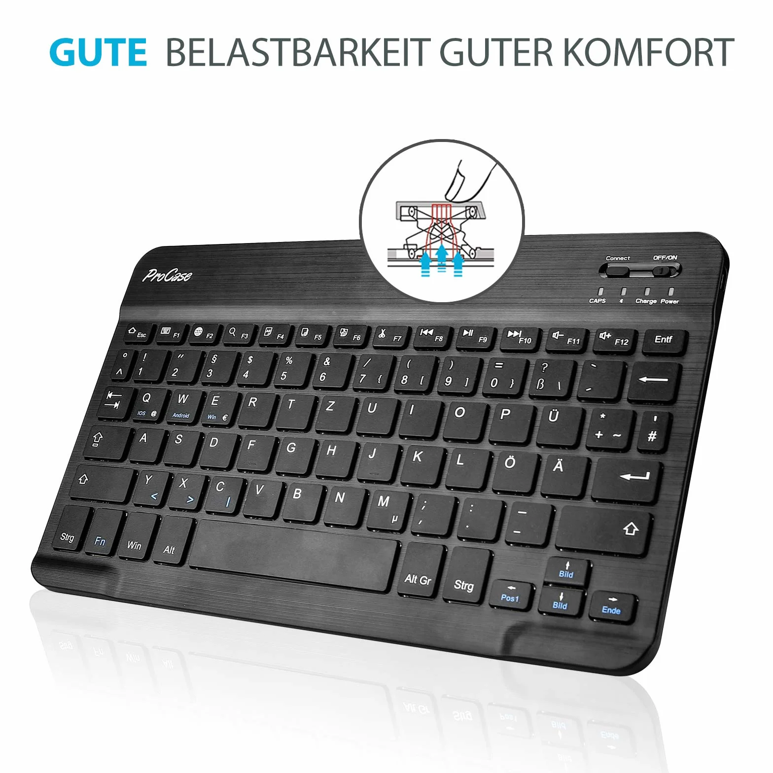 ProCase Niemiecki futerał na klawiaturę z uchwytem na długopis do iPada Air 11" M2 2024 / iPad Air 5 2022 / Air 4 Gen 2020 10,9", ultracienkie, z wyjmowanym magnesem, klawiatura bezprzewodowa