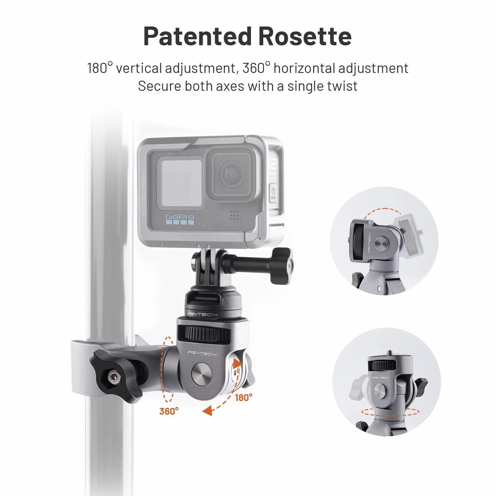 PGYTECH CapLock Super Clamp Mount uchwyt ze stopu aluminium do Insta360 Ace Pro 2/X5/X4 wytrzymały zacisk krabowy 1/4" do GoPro DJI Osmo 360/Pocket/Action