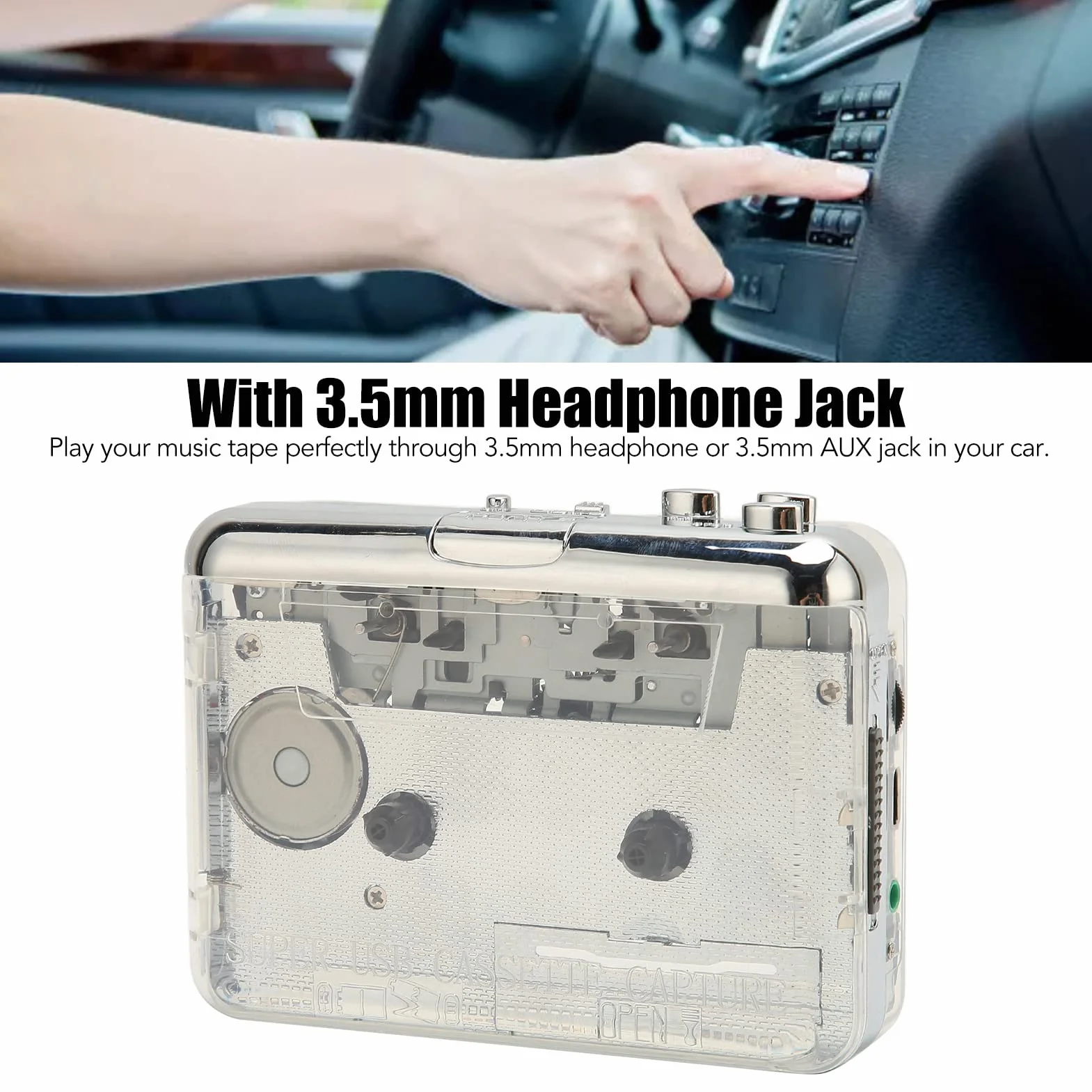 Przenośny Odtwarzacz Kaset Magnetofonowych na MP3 z Gniazdem Słuchawkowym 3,5 mm i Automatycznym Cofaniem