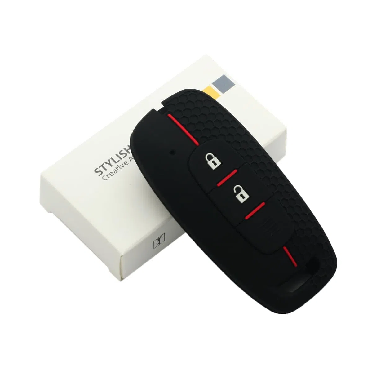 Silikonowy pokrowiec ochronny pokrowiec uchwyt skóra kurtka kompatybilna z NISSAN 2 przyciski Smart Remote Key Fob CV9508 czarny