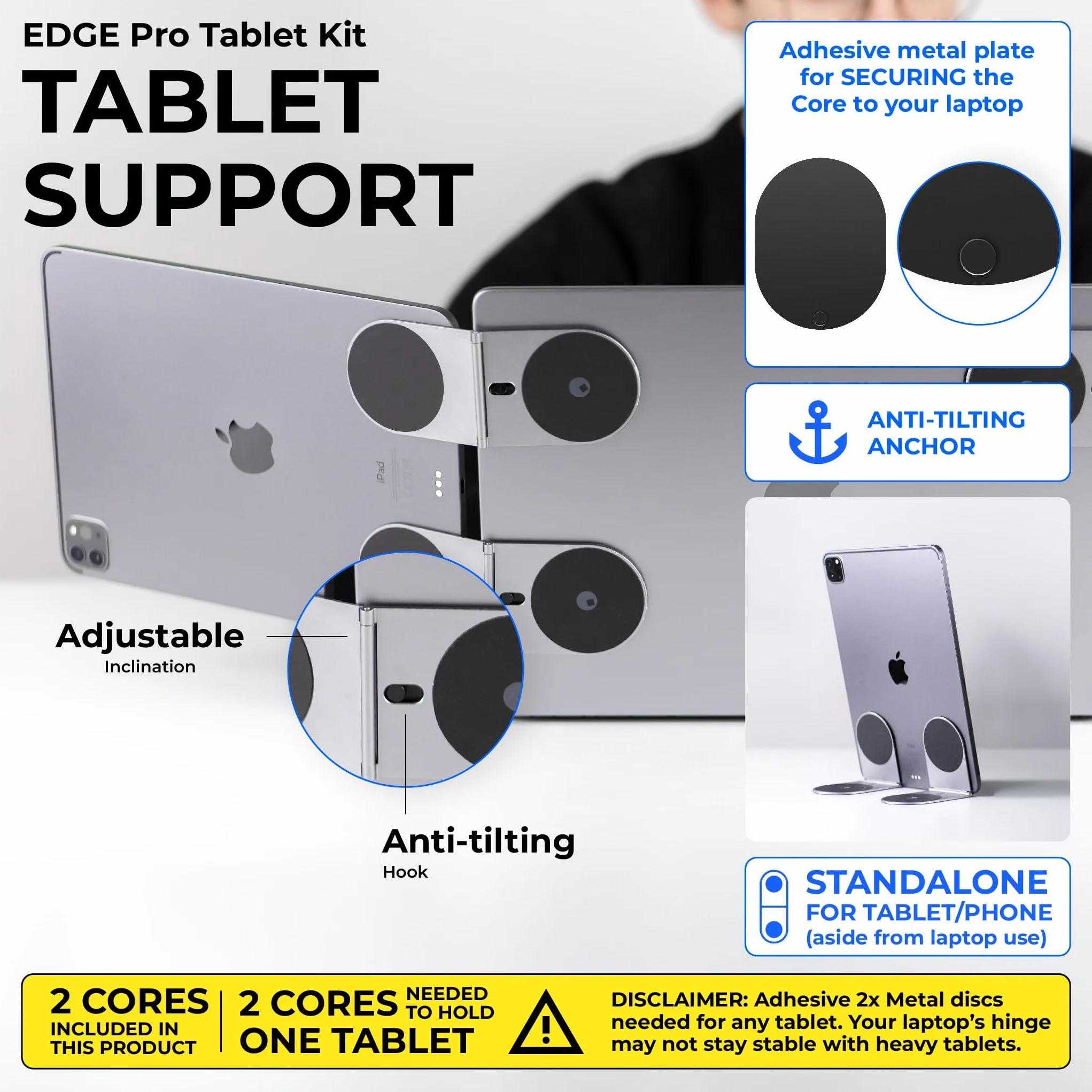 Rolling Square Edge Pro Tablet Kit magnetyczny uchwyt na tablet i telefon, kompatybilny z Magsafe, szary