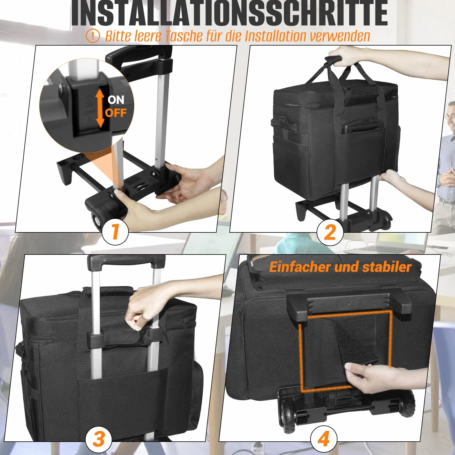 SUNDOY Torba robocza dla nauczycieli z wysuwaną kieszenią na laptopa do 17,3", Czarny i brązowy., 42x23x35-ZM, pepitka