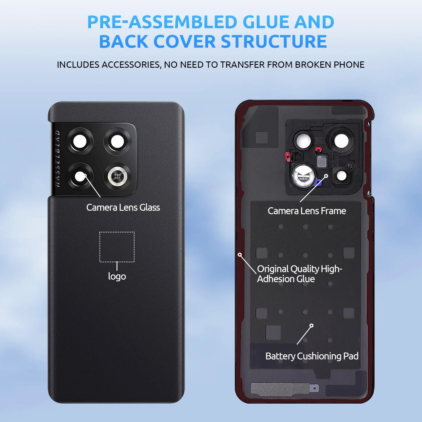 Tylna szklana pokrywa baterii, zamiennik zestawu naprawczego do OnePlus 10 Pro z soczewką aparatu (szmaragdowy las)