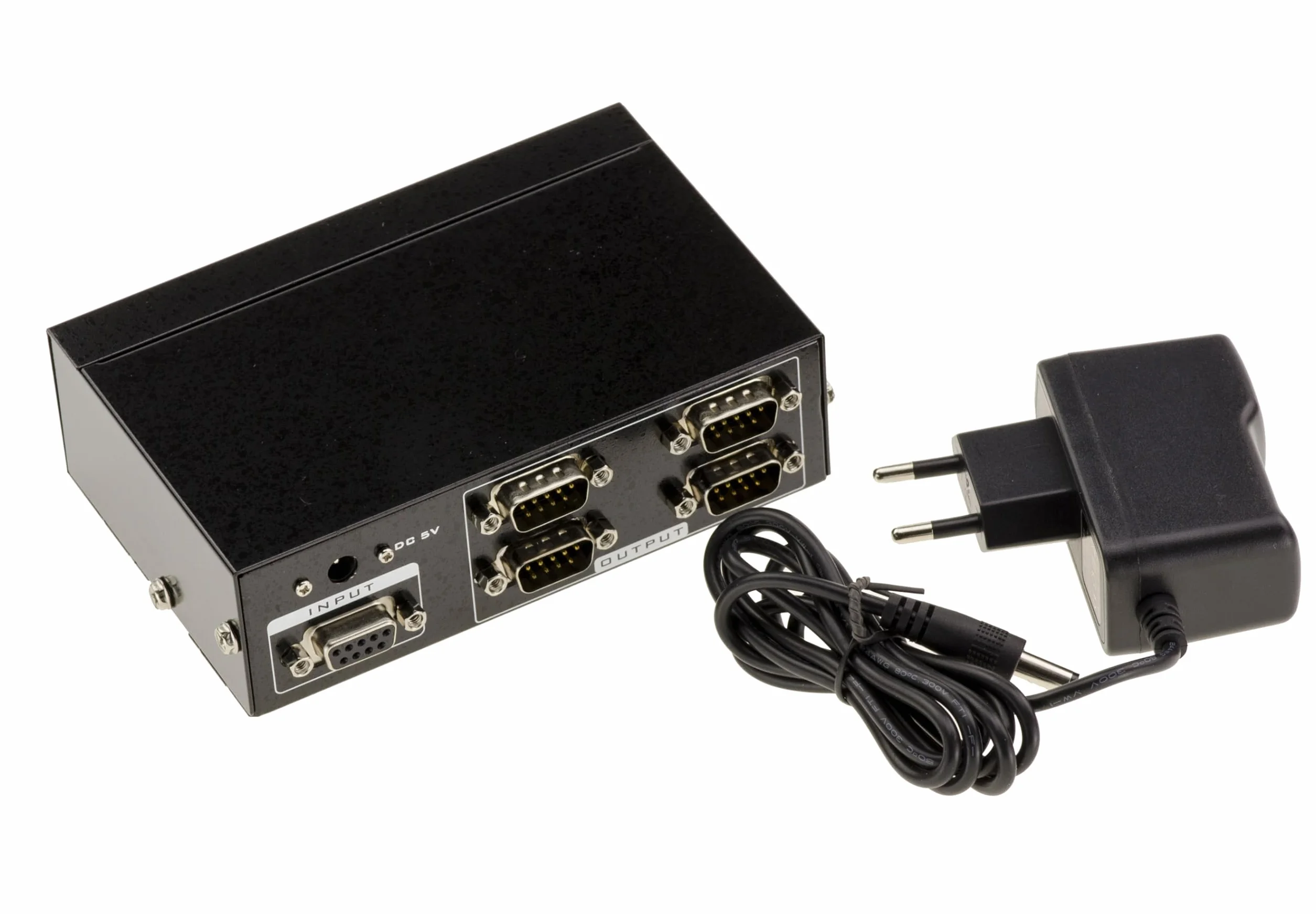 KALEA-INFORMATIQUE Rozgałęźnik szeregowy COM RS232 DB9, który identycznie powiela 1 źródło wejściowe na 4 jednoczesne wyjścia RS-232