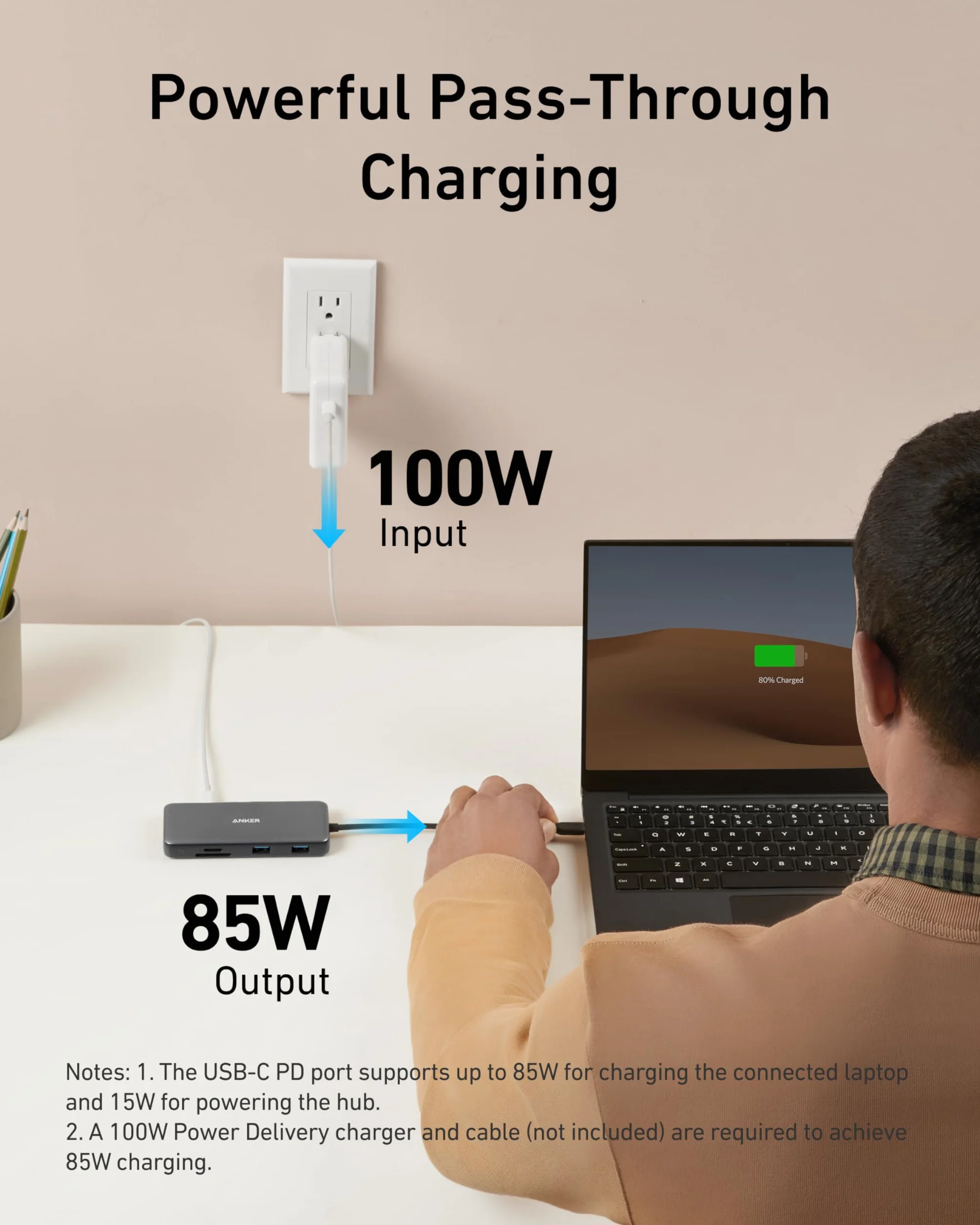 Anker Adapter PowerExpand 8 w 1, 100 W Power Delivery, 4 K 60 Hz, HDMI, 10 Gb/s USB-C i 2 porty USB A, port Ethernet, micro SD i SD, dla MacBooka Pro i innych