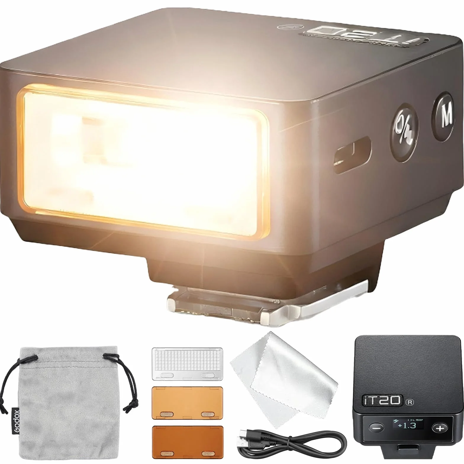 Godox iT20-R TTL mini lampa błyskowa do Ricoh GR III GR IIIx GR III HDF, iT20R kompaktowa lampa błyskowa, kompatybilna z P-TTL, akumulator wielokrotnego ładowania USB-C, magnetyczny filtr kolorowy w