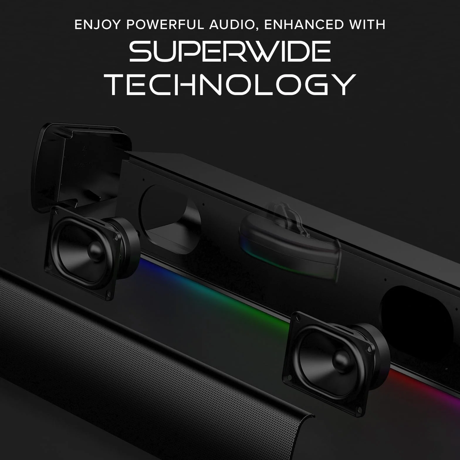CREATIVE Sound Blaster GS3 (biały) kompaktowy soundbar RGB do gier z technologią SuperWide, zasilany przez USB, Bluetooth 5.4, port wyjścia słuchawkowego, do komputerów PC i Mac