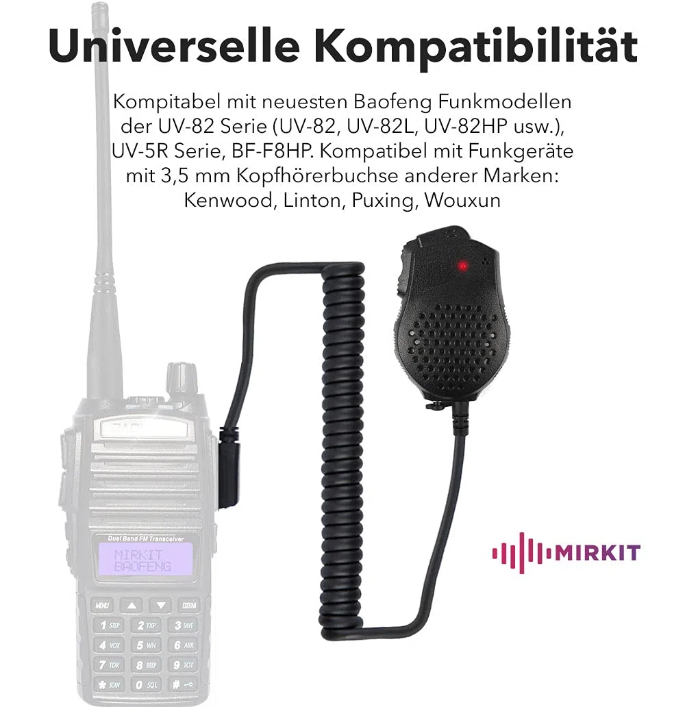 Mirkit Głośnik mikrofon Dual PTT do UV-82